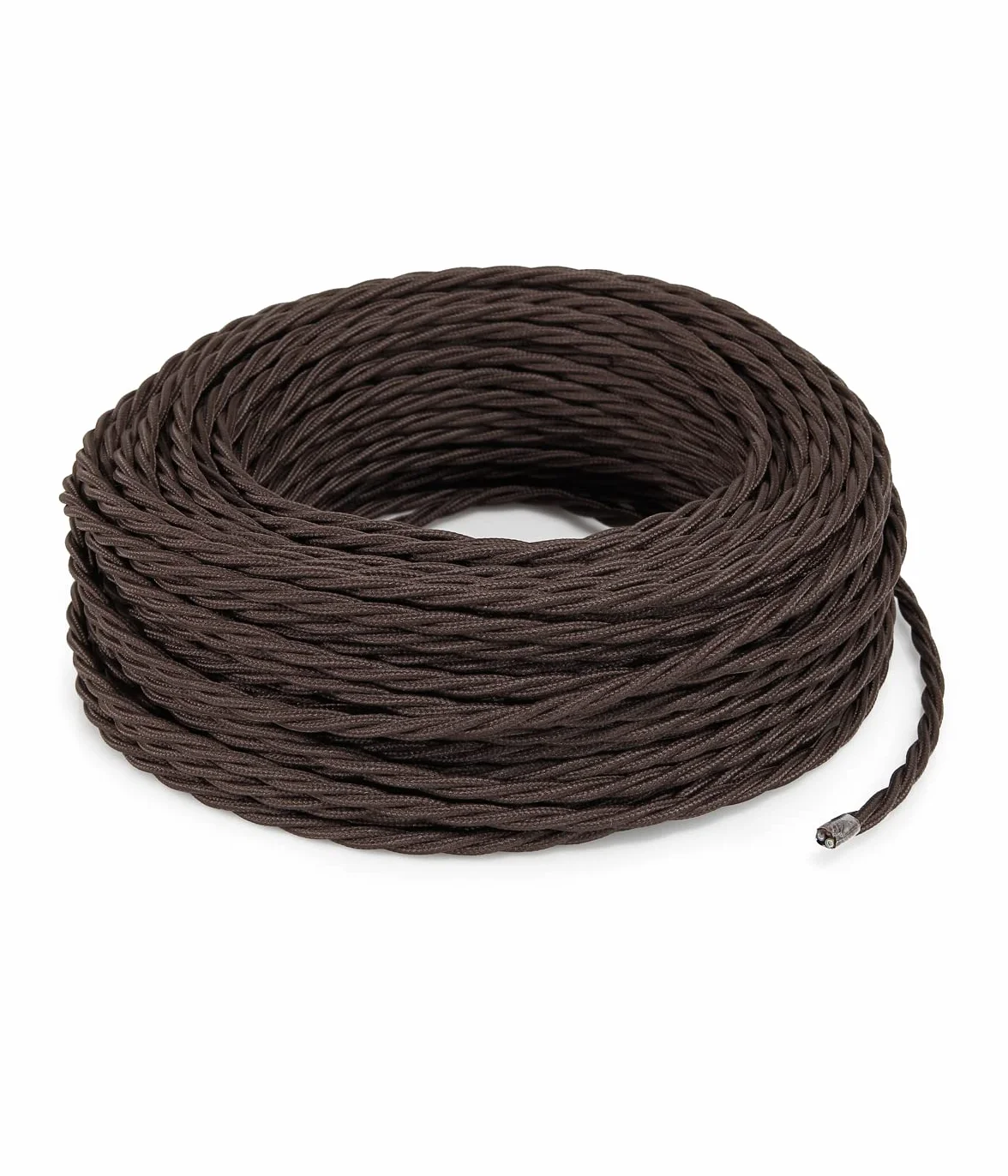 Kabel tekstylny do lampy, kabel materiałowy 3-żyłowy (3 x 1,50 mm²) - brązowy. Wyprodukowano we Włoszech (10 metrów)