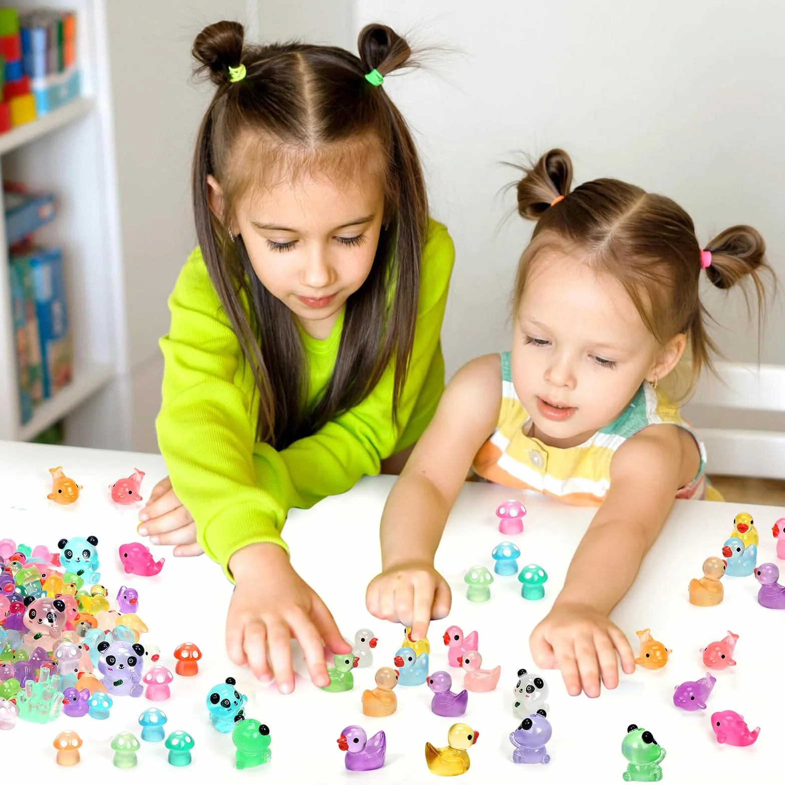 Nayyana 75 sztuk świecących mini kaczek z żywicy, świecące w ciemności, kaczka, panda, delfin, grzyb, 4 zestawy kombinacyjne do ogrodu, mikro-krajobrazu, akwarium, doniczki, dekoracja domku dla lalek