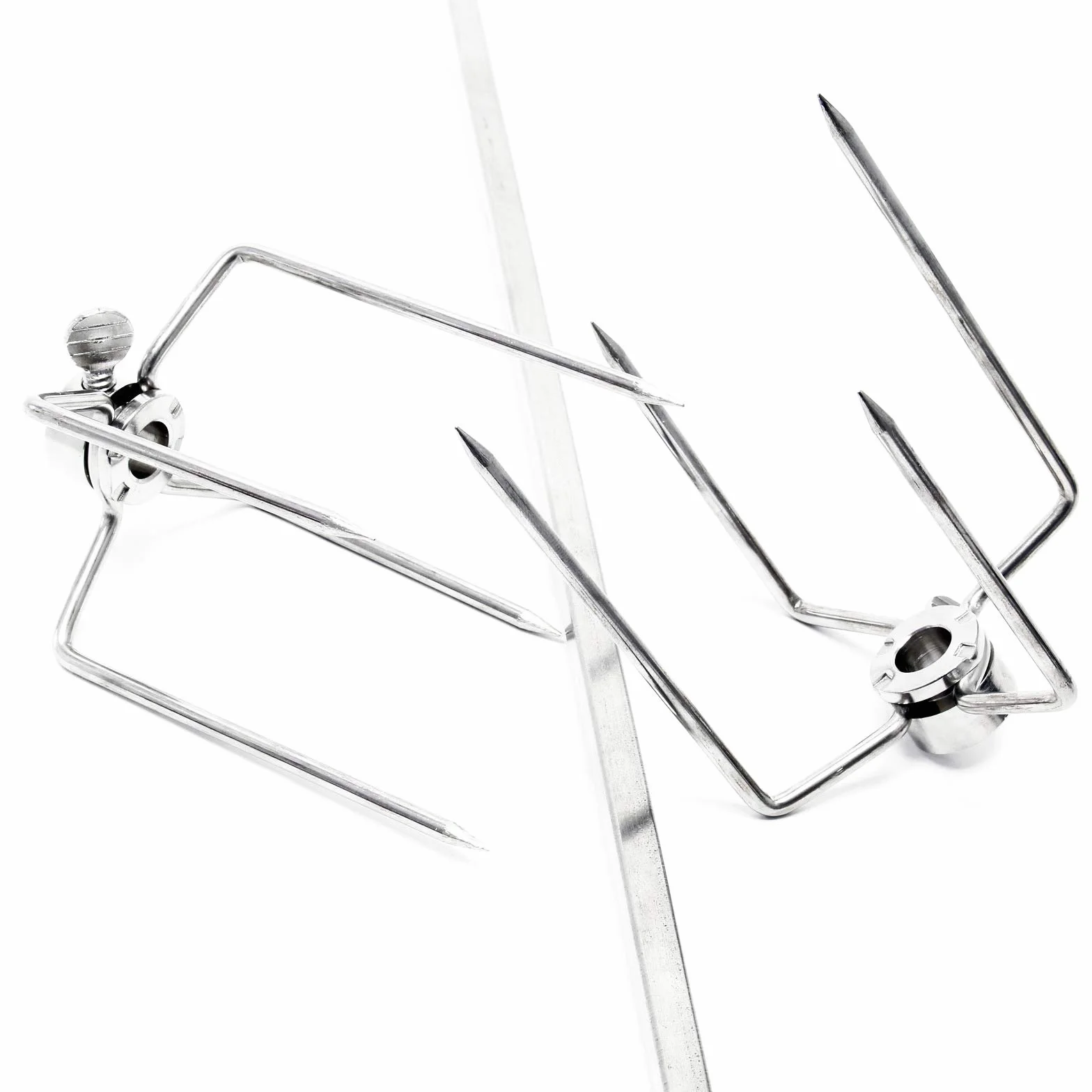 BBQ rożen obrotowy 70cm 230V stal nierdzewna 2 haki rôtisserie