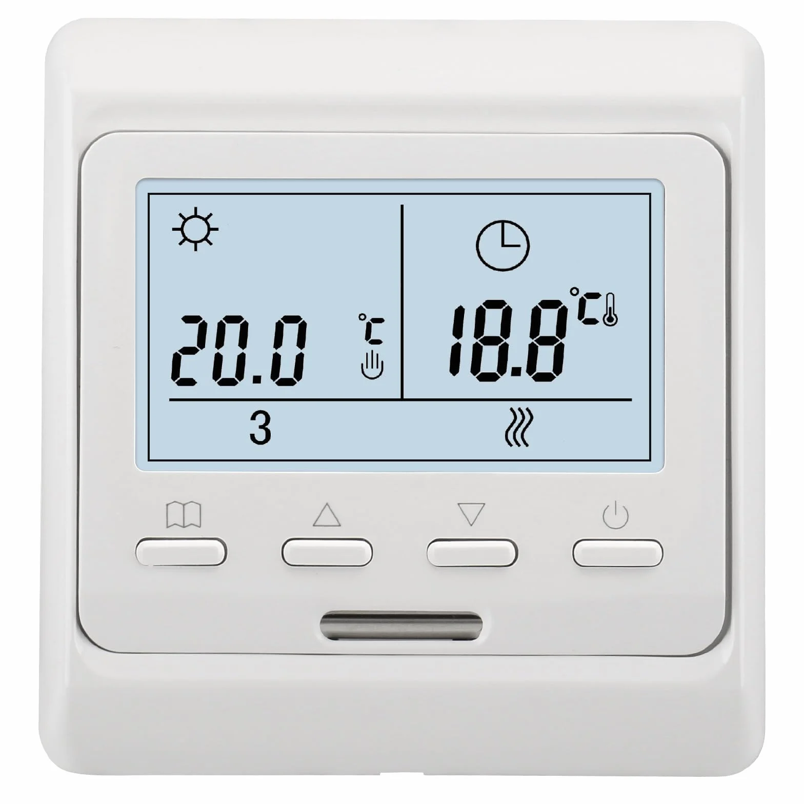 Wengart Termostat programowalny WG806, wyjście 230V 3A, wyświetlacz LCD, przystosowany do ogrzewania wody, biały