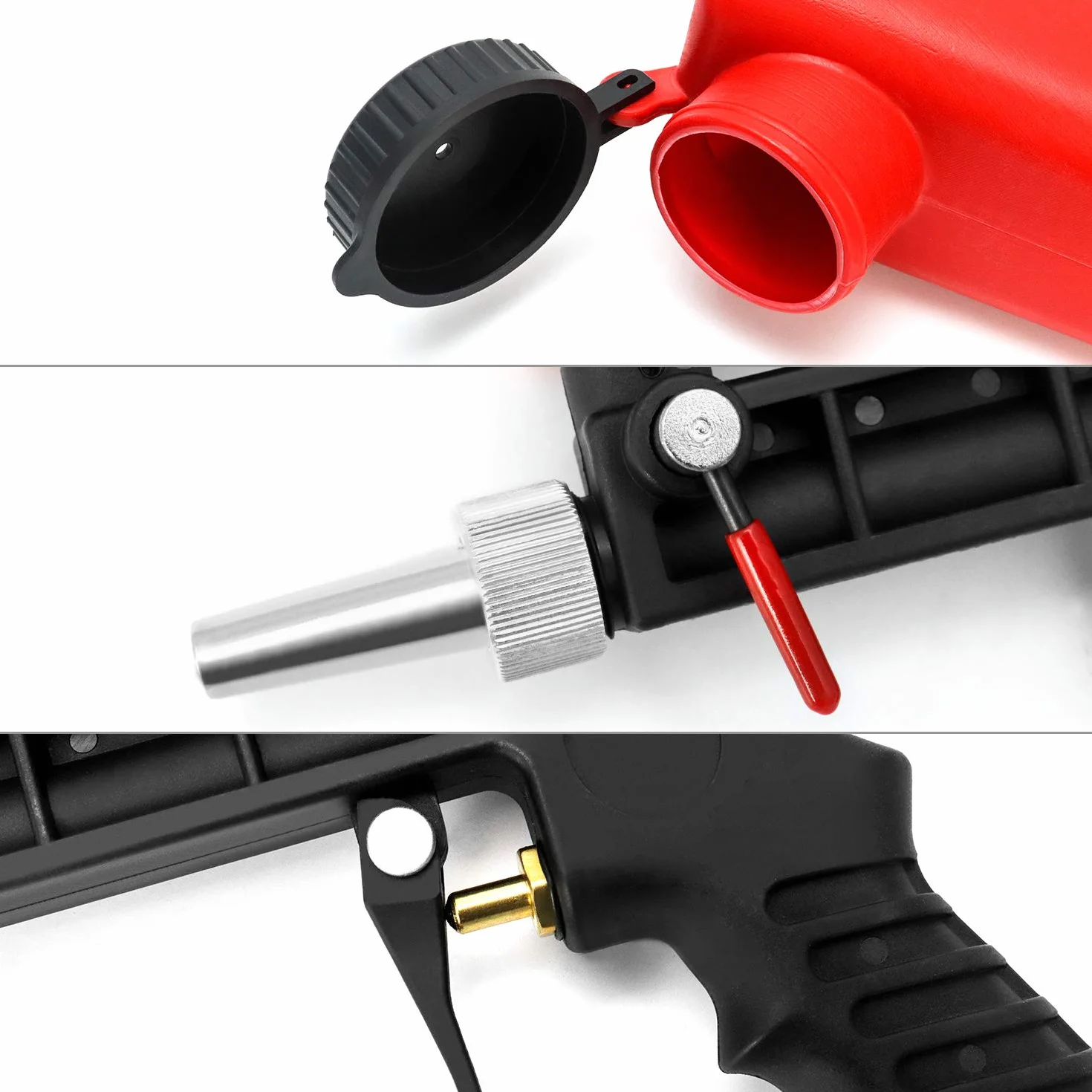 Pneumatyczny pistolet do piaskowania QWORK, urządzenie do piaskowania, wymienne pneumatyczne końcówki do piaskowania i szybkozłącze