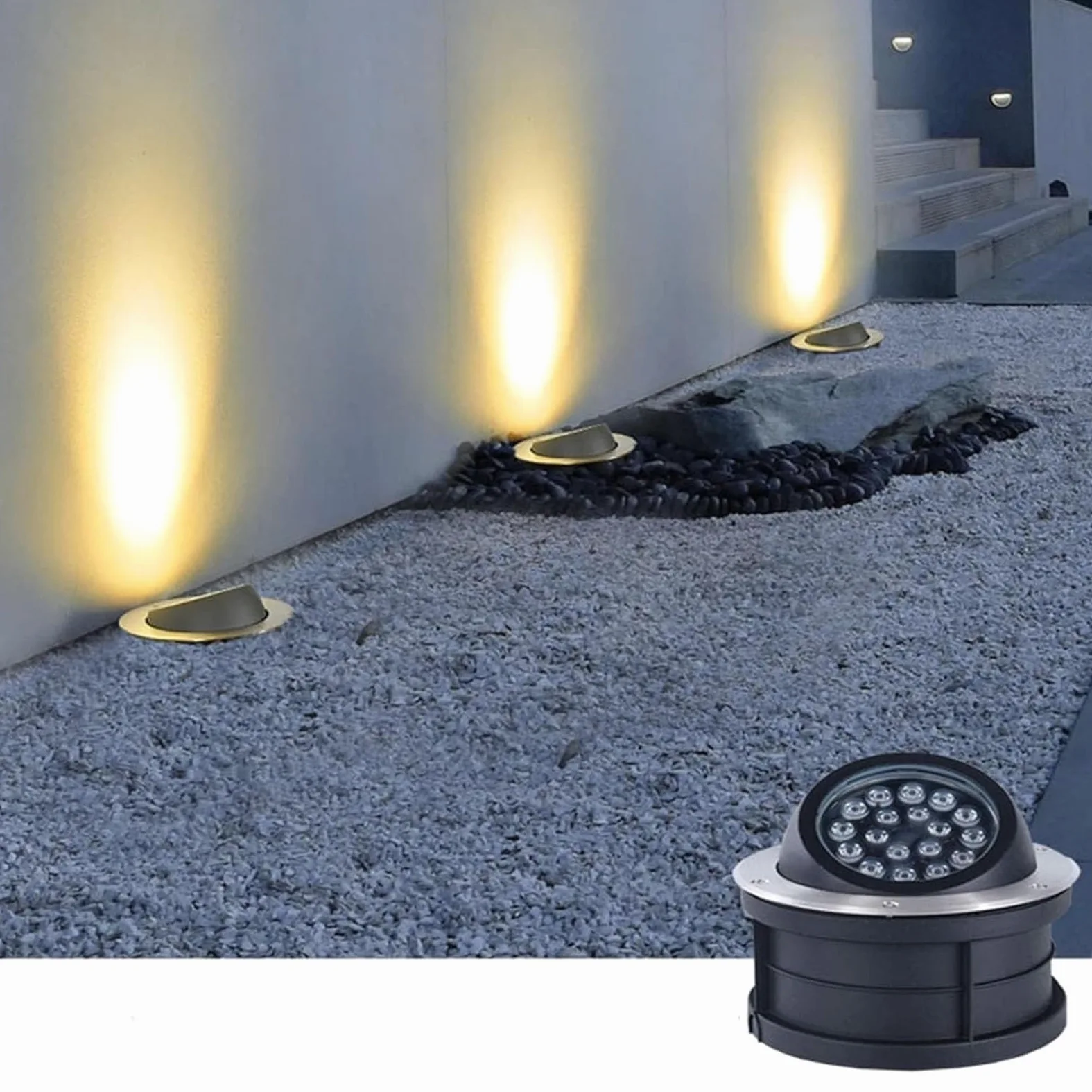 Zakopane reflektory zewnętrzne - lampa krajobrazowa LED, wodoodporna lampa punktowa z regulowanym kątem IP67, okrągłe oświetlenie ogrodowe ze stali nierdzewnej, do trawnika, przejścia, oświetlania