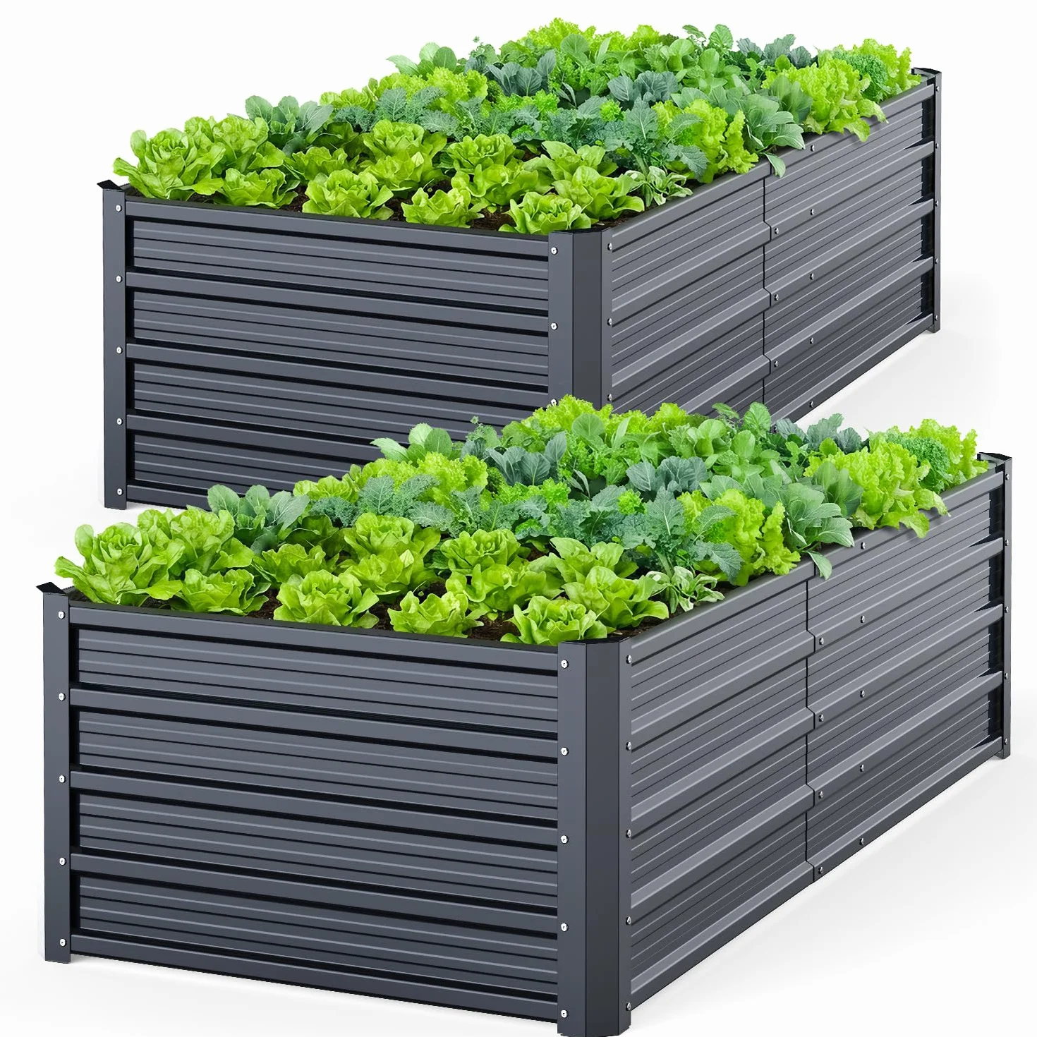 Ohuhu Podwyższona grządka metalowa 180x90x45 cm 2 sztuki stalowa ochrona przed rdzą