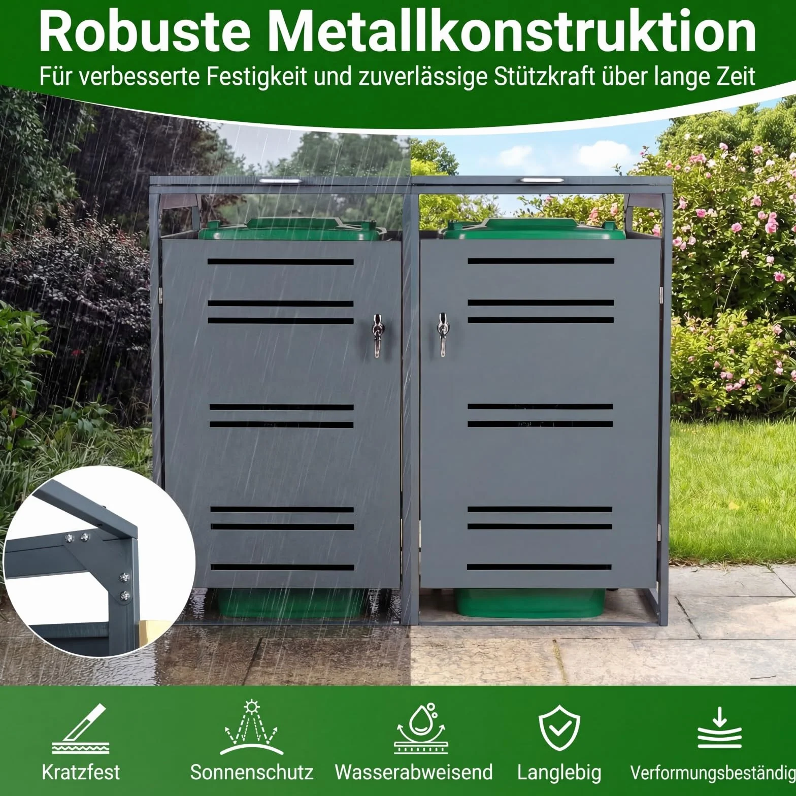 COSTWAY Skrzynka na kosze na śmieci 240 l metalowa osłona odporna na warunki atmosferyczne