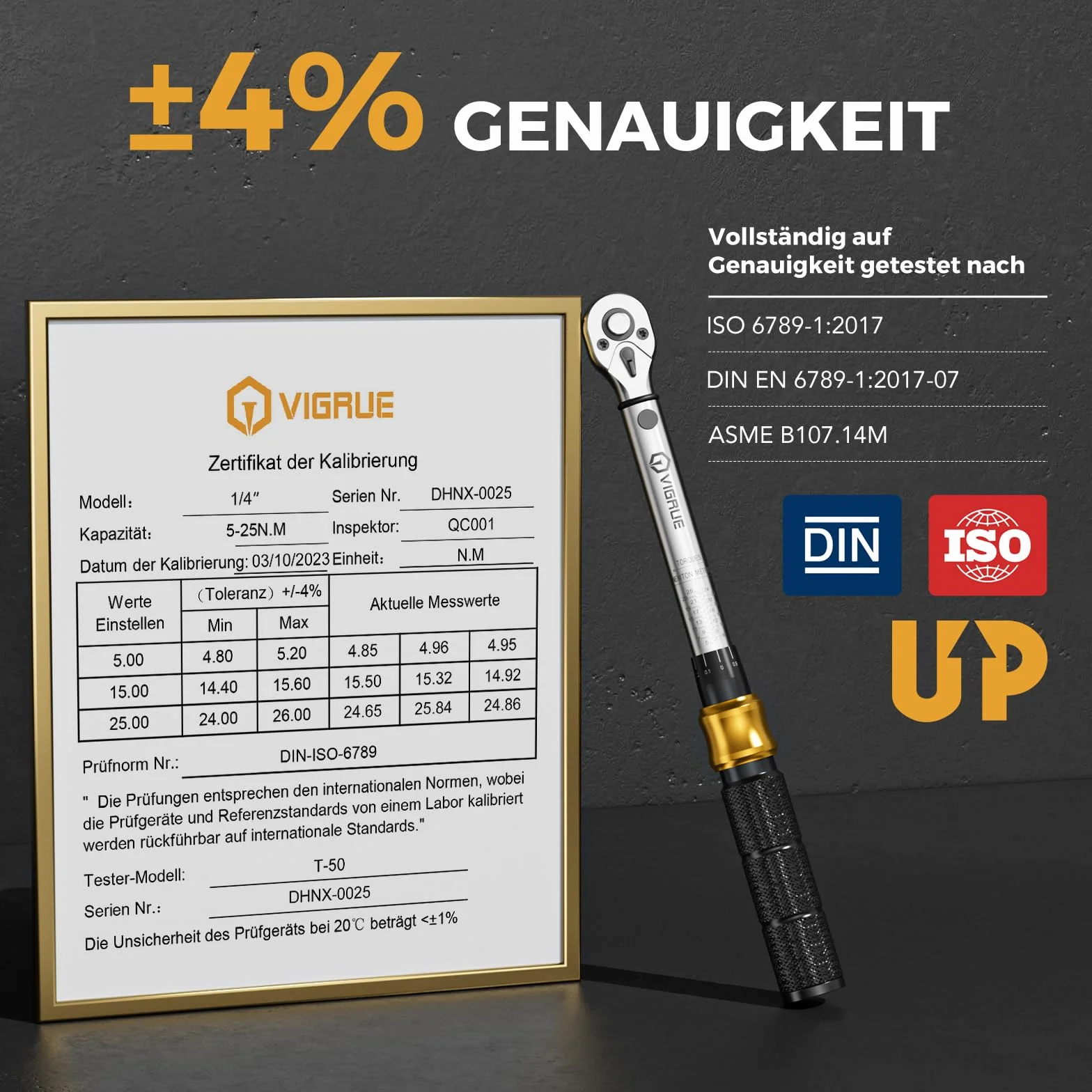 VIGRUE Zestaw kluczy dynamometrycznych, 1/4 cala, 5-25 Nm ± 4% dokładność błędu z drążkiem przedłużającym, przegub uniwersalny, magnetyczna tuleja świecy zapłonowej, bity, do roweru i motocykla