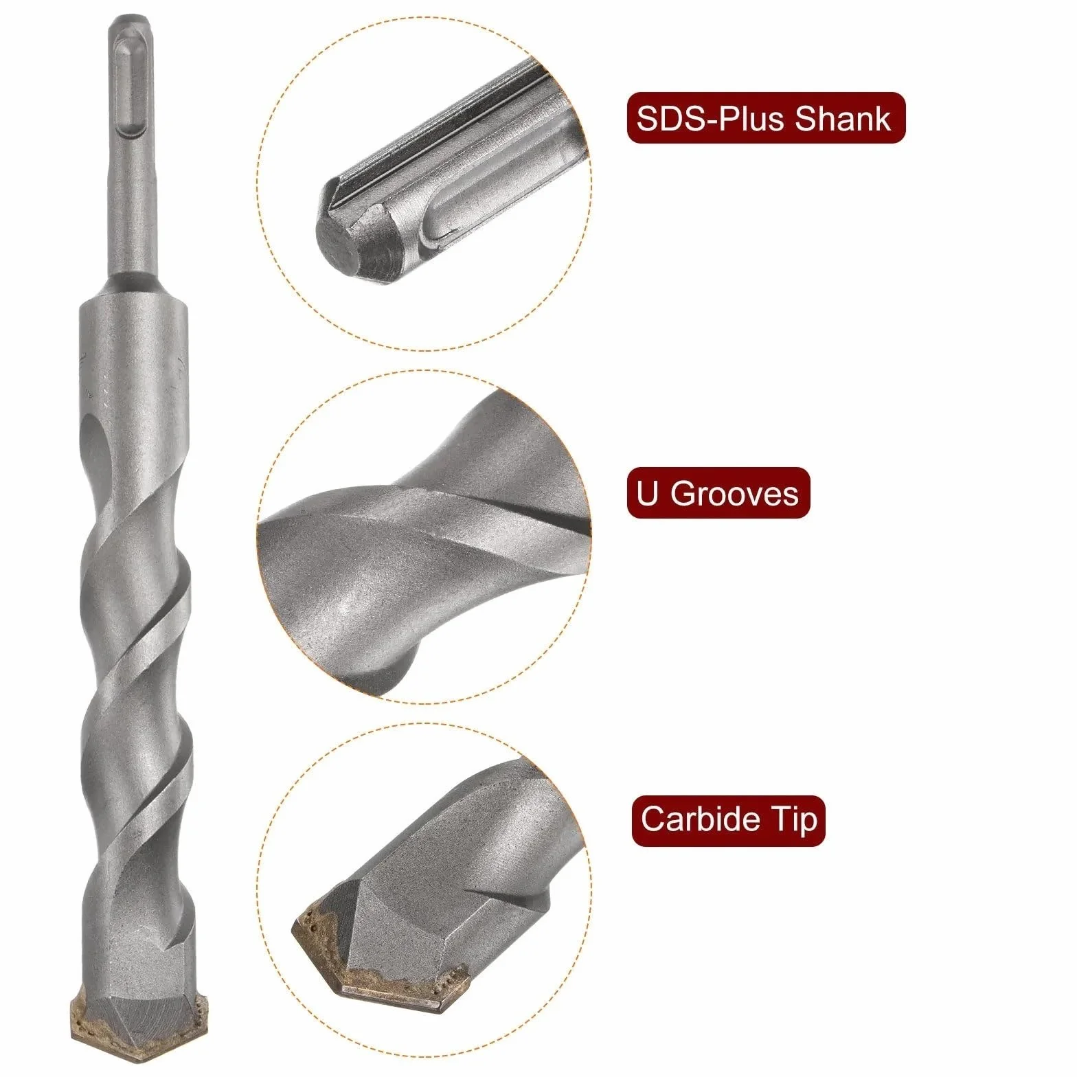 Wiertło do muru SDS Plus 300 mm - 6–25 mm wiertło udarowe z węglików spiekanych do betonu, 1 szt.(25mm)
