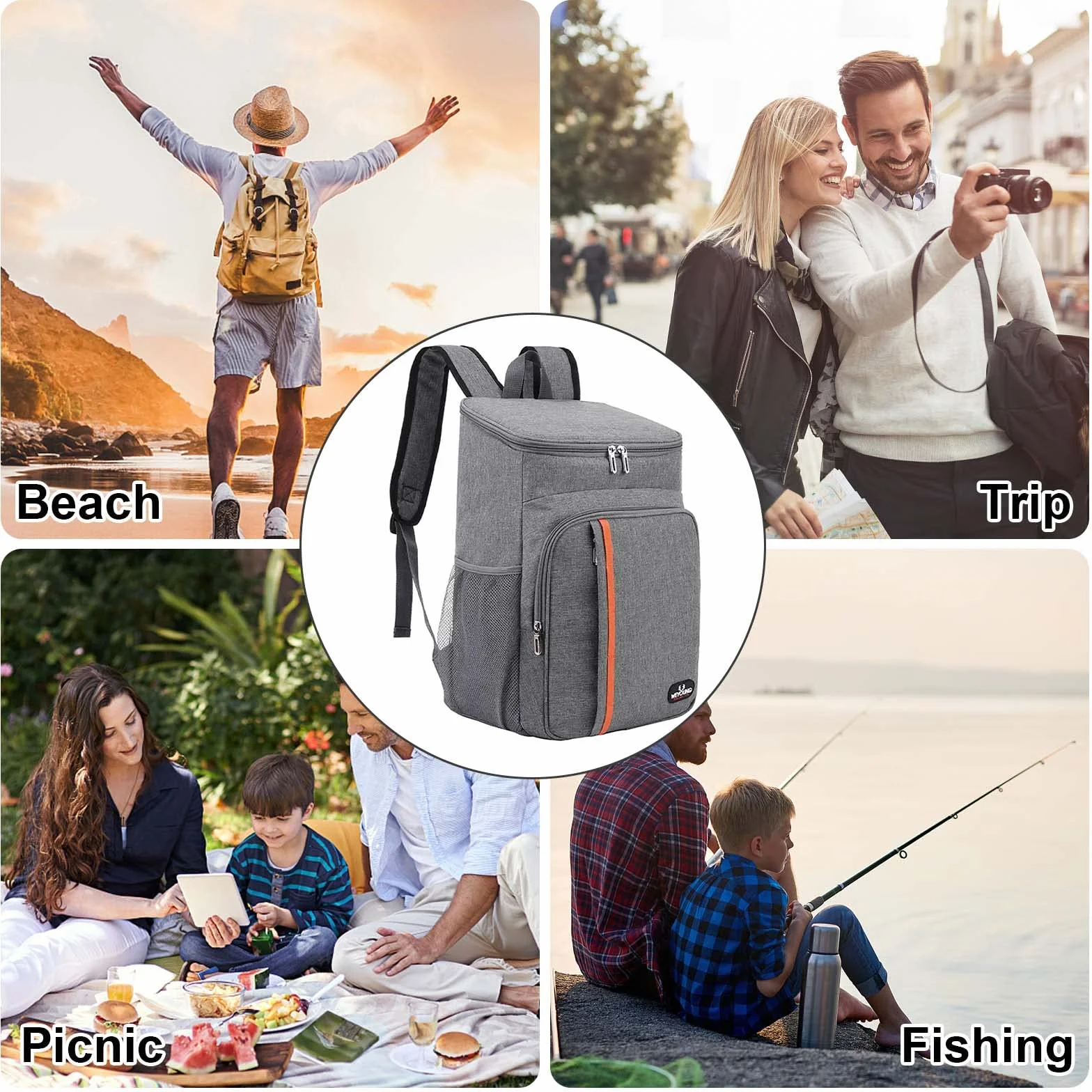 Plecak chłodzący 18 l izolowana torba termiczna duży szczelny lunch piknik plaża wędrówki