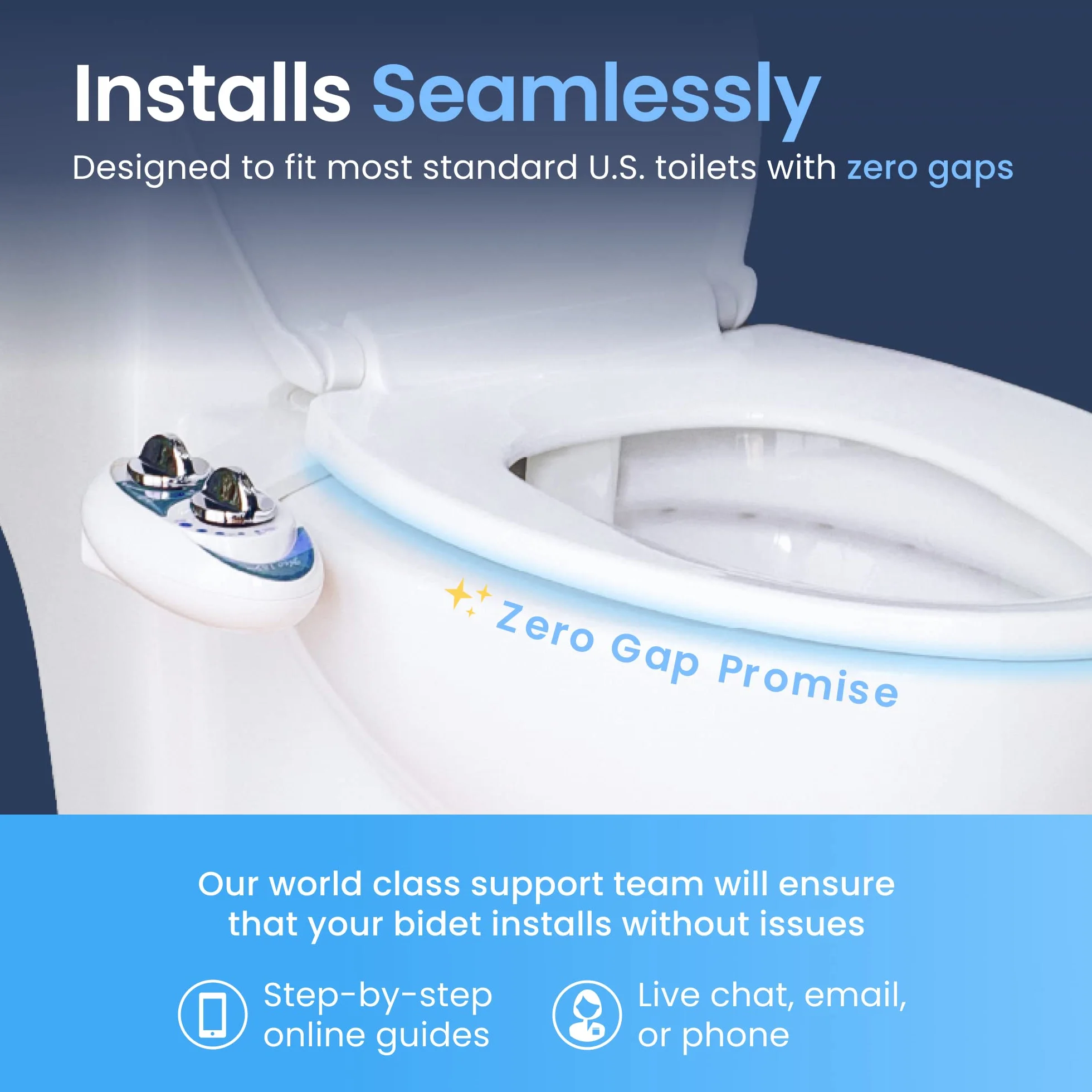 Luxe Bidet NEO 185 – samooczyszczająca się podwójna dysza, nieelektryczna nasadka bidetowa do deski sedesowej, regulowane ciśnienie wody, mycie z tyłu i dla kobiet (różowe złoto)
