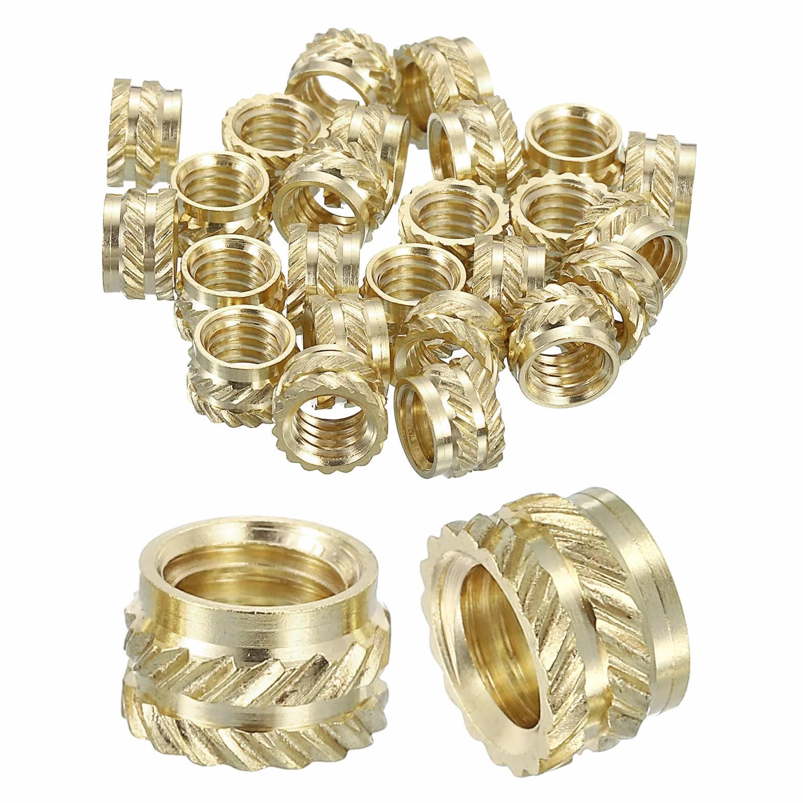 QUARKZMAN Nakrętki z wypustkami, 25 sztuk M6 x 5 mm L x 8 mm OD mosiężne nakrętki do drukowania 3D nakrętki gwintowane żeńskie mosiężne nakrętki