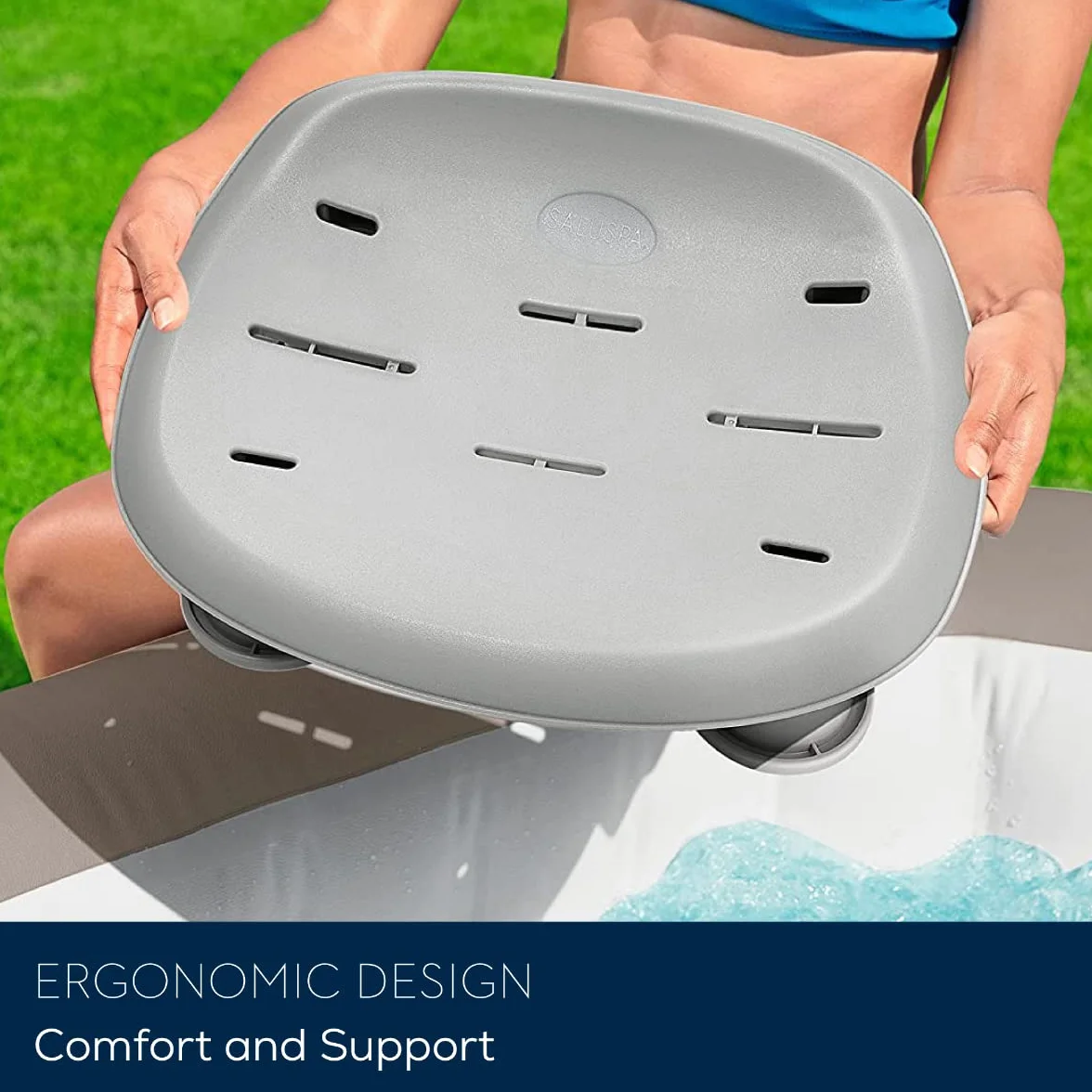 Lay-Z-Spa BW60321 siedzisko do wanny z hydromasażem, uniwersalne regulowane siedzisko spa z obciążonymi nóżkami, szary