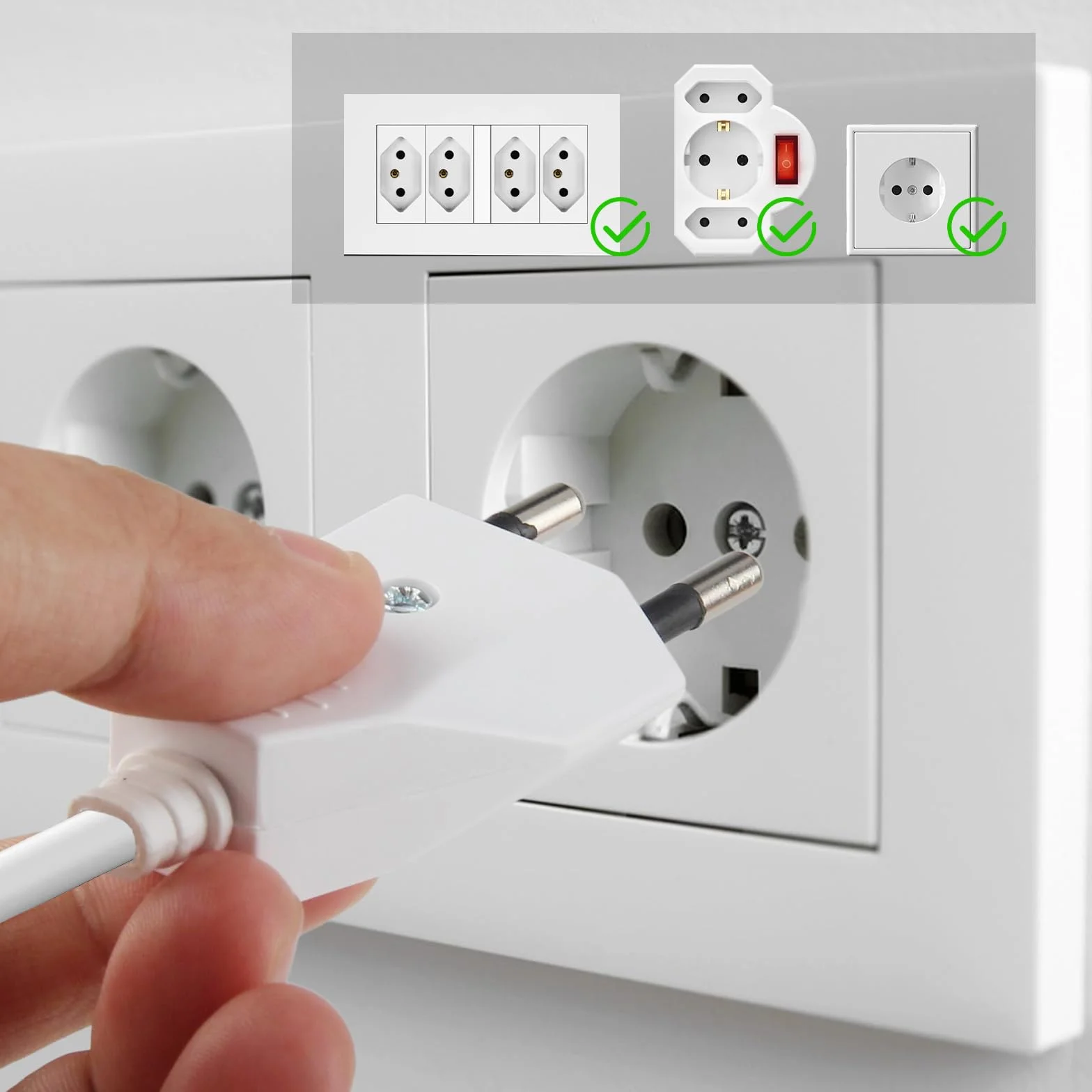 Gniazdo elektryczne płaskie wtyczki 8 sztuka europejska płyta wtykowa euro płaska 250 V 2,5 A ze śrubokrętem Aplikacje Gniazda do urządzeń gospodarstwa domowego (białe)