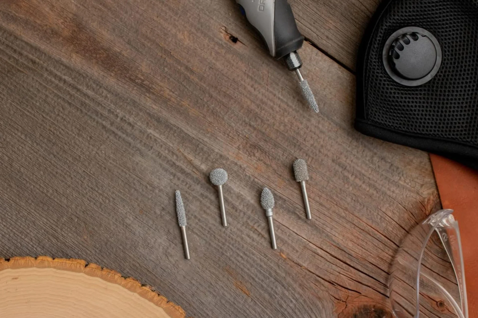 Kutzall 4-Piece Rotary Burr Kit - 1⁄8" Shaft, Coarse - Woodworking Attachment for Dremel, Foredom, Ryobi, DeWalt, Milwaukee Tools - Structured Tungsten Carbide