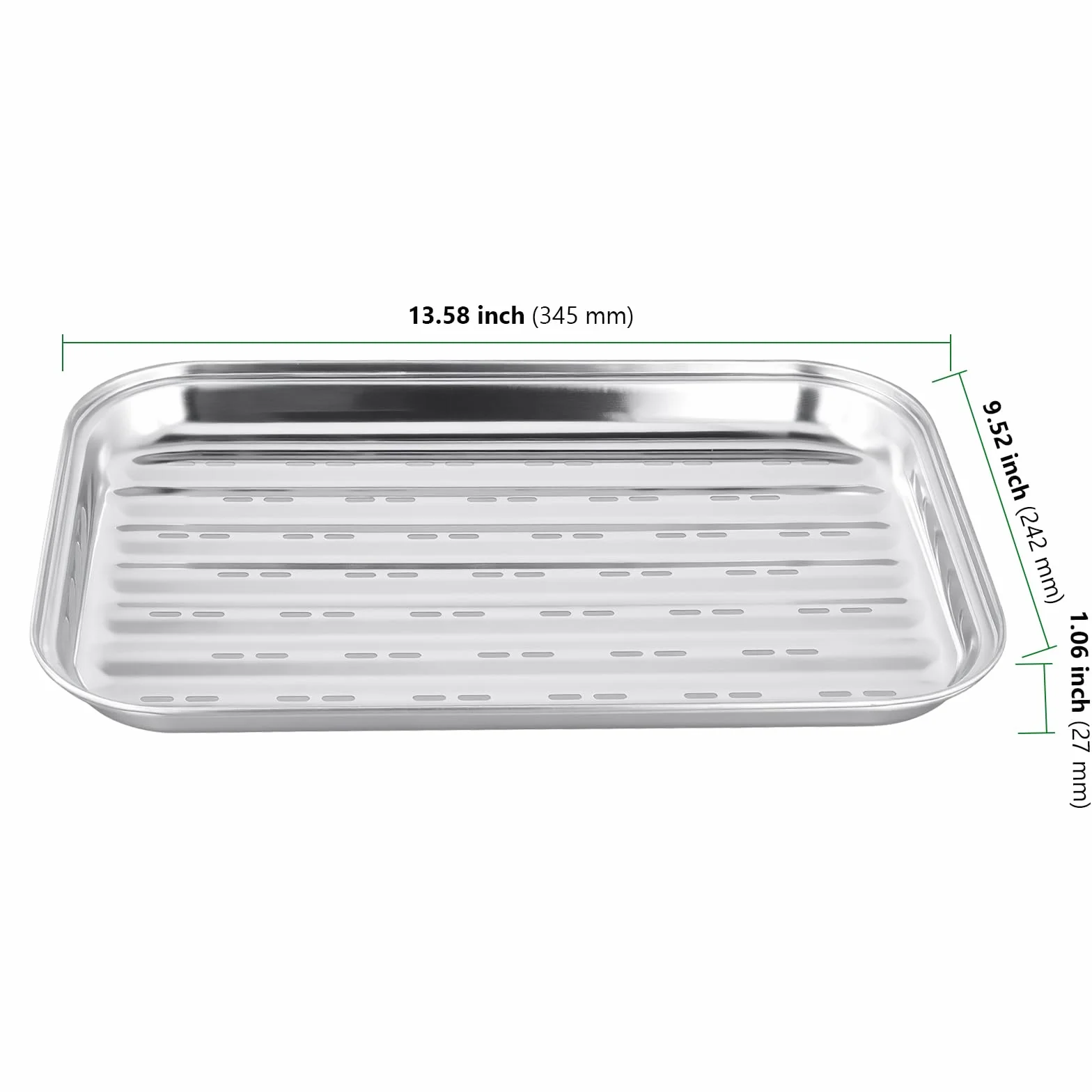 3 sztuki tacki do grilla ze stali nierdzewnej, 34,5 x 24,2 x 2,7 cm, prostok?tny kosz do grilla, piekarnika