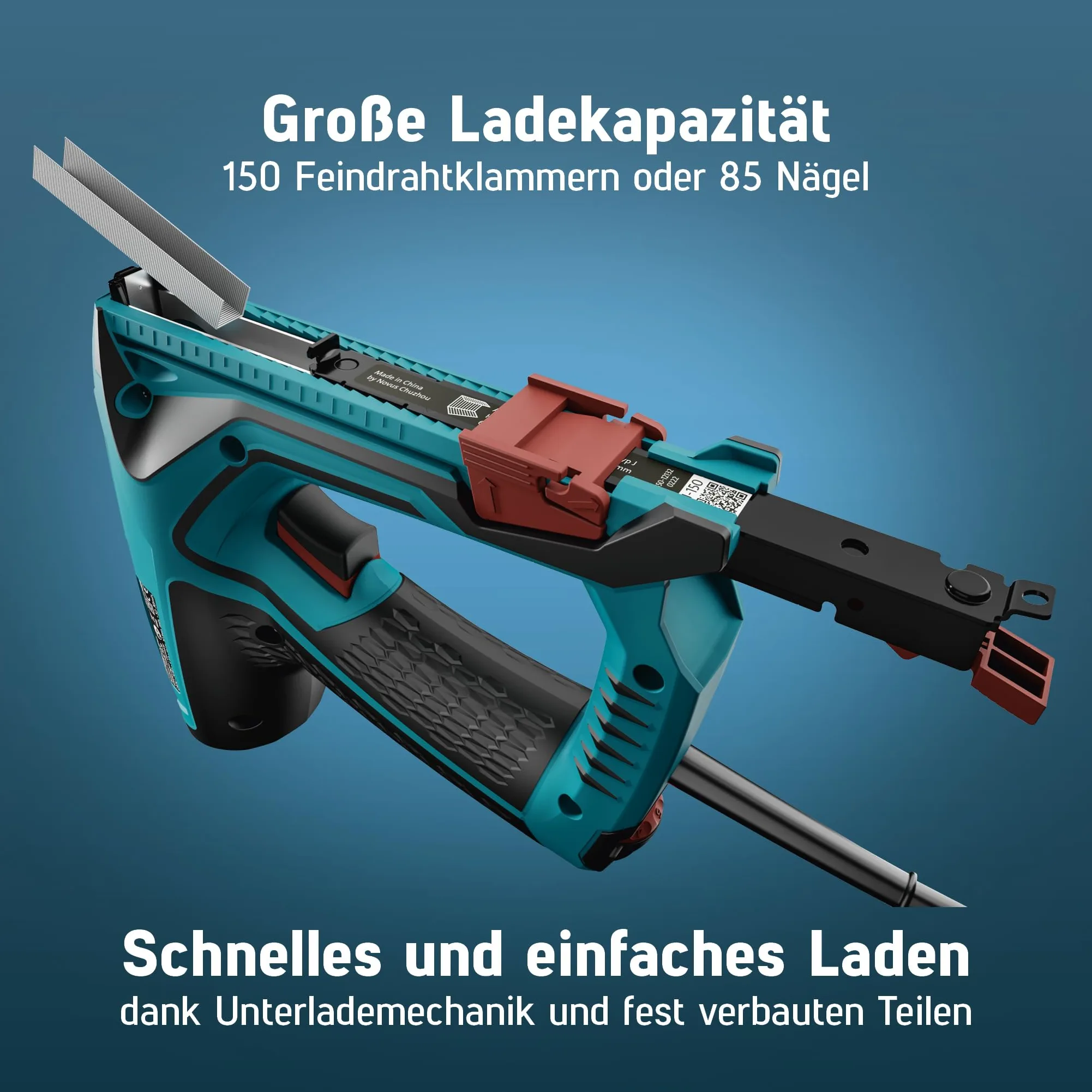 NOVUS TOOLS Zszywacz elektryczny J-150 zestaw ze 1800 zszywkami, profesjonalny zszywacz i pistolet do paznokci z regulacją siły uderzenia, ogranicznikiem dystansowym i mechanizmem podładowania │ do