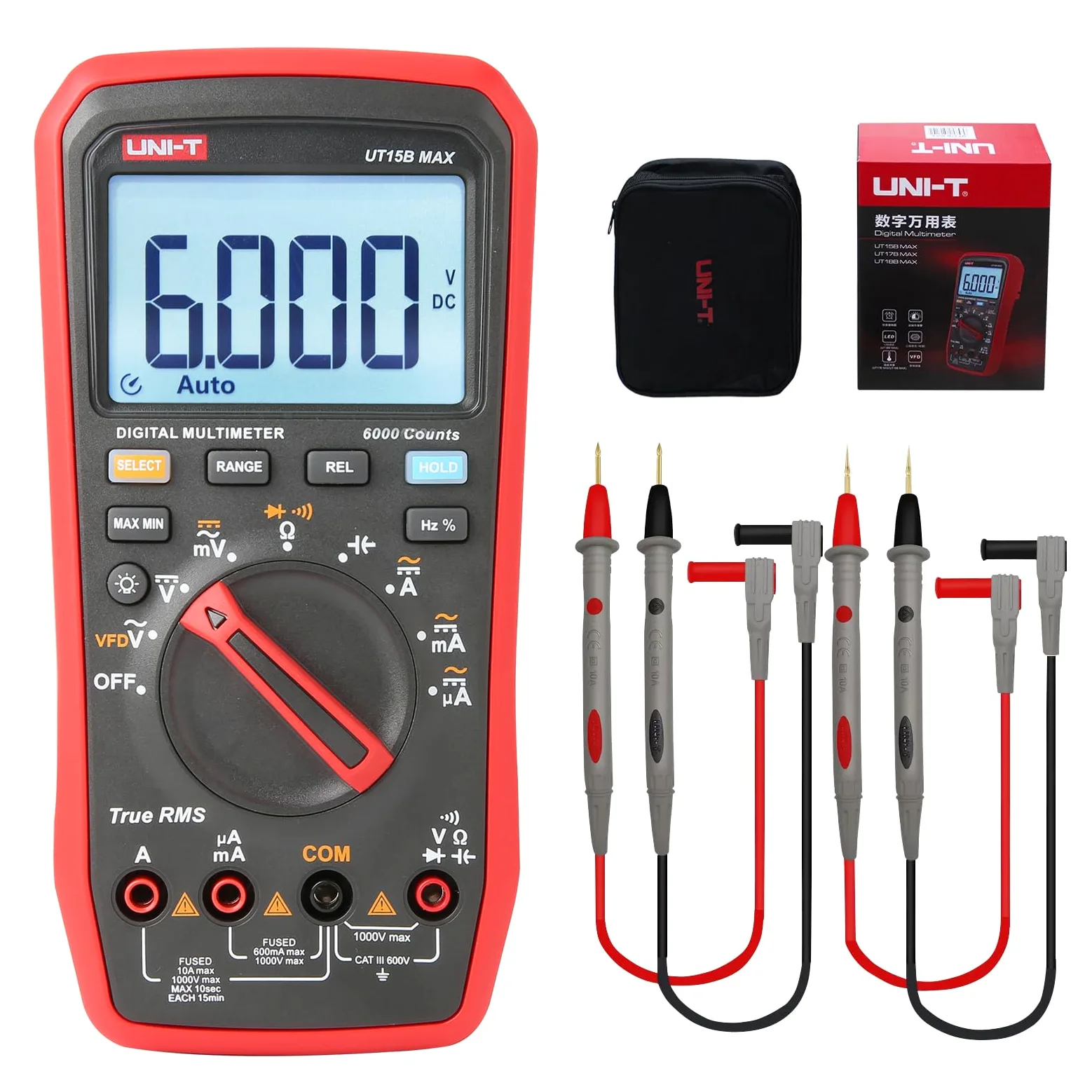 UNI-T UT15B Max cyfrowy multimetr VFD 1000 V AC DC amperomierz, woltomierz, pojemność, częstotliwość, elektryczny multimetr