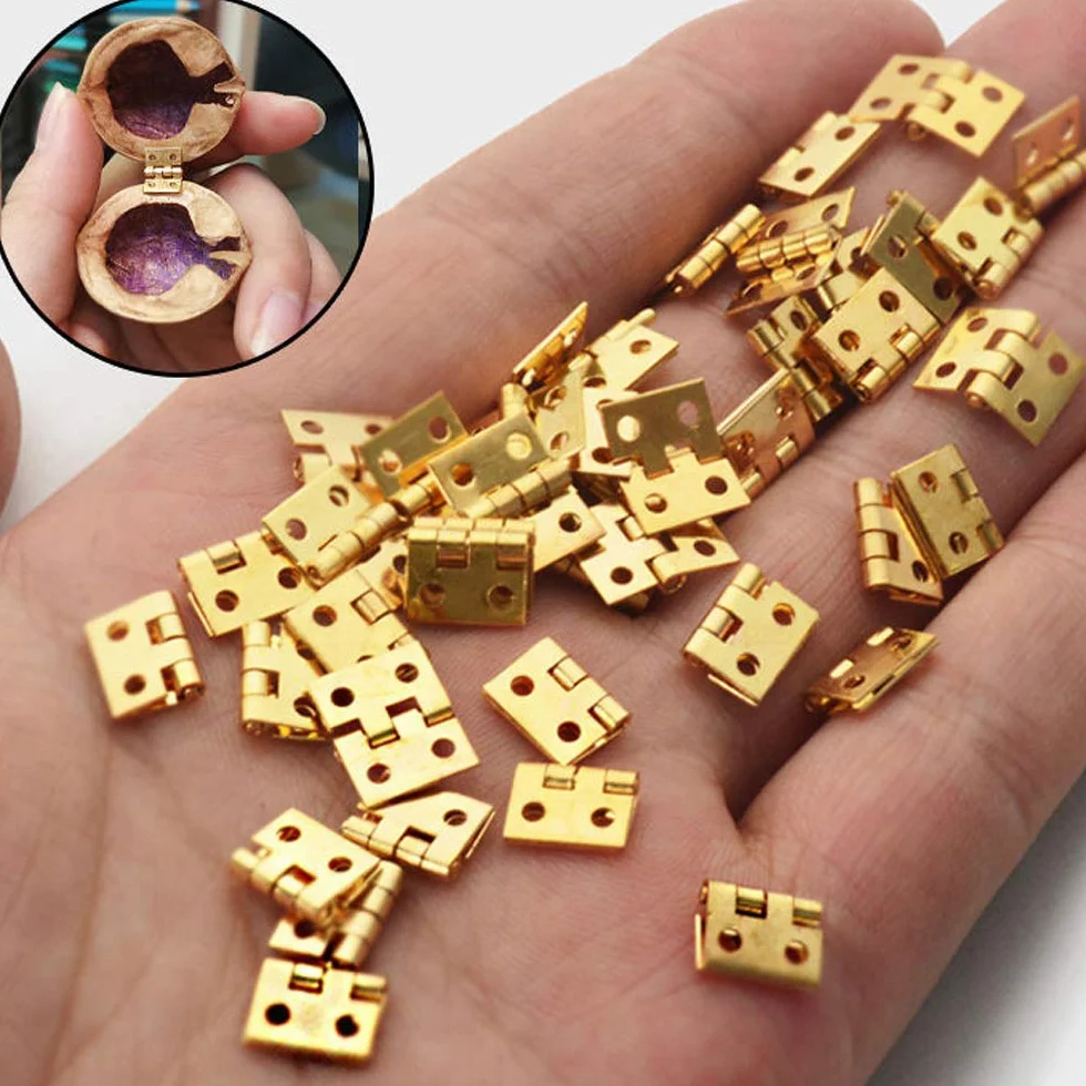 50 szt. mini zawiasy małe zawiasy do rzemiosła DIY miniaturowy zawias do drzwi vintage składane zawiasy doczołowe