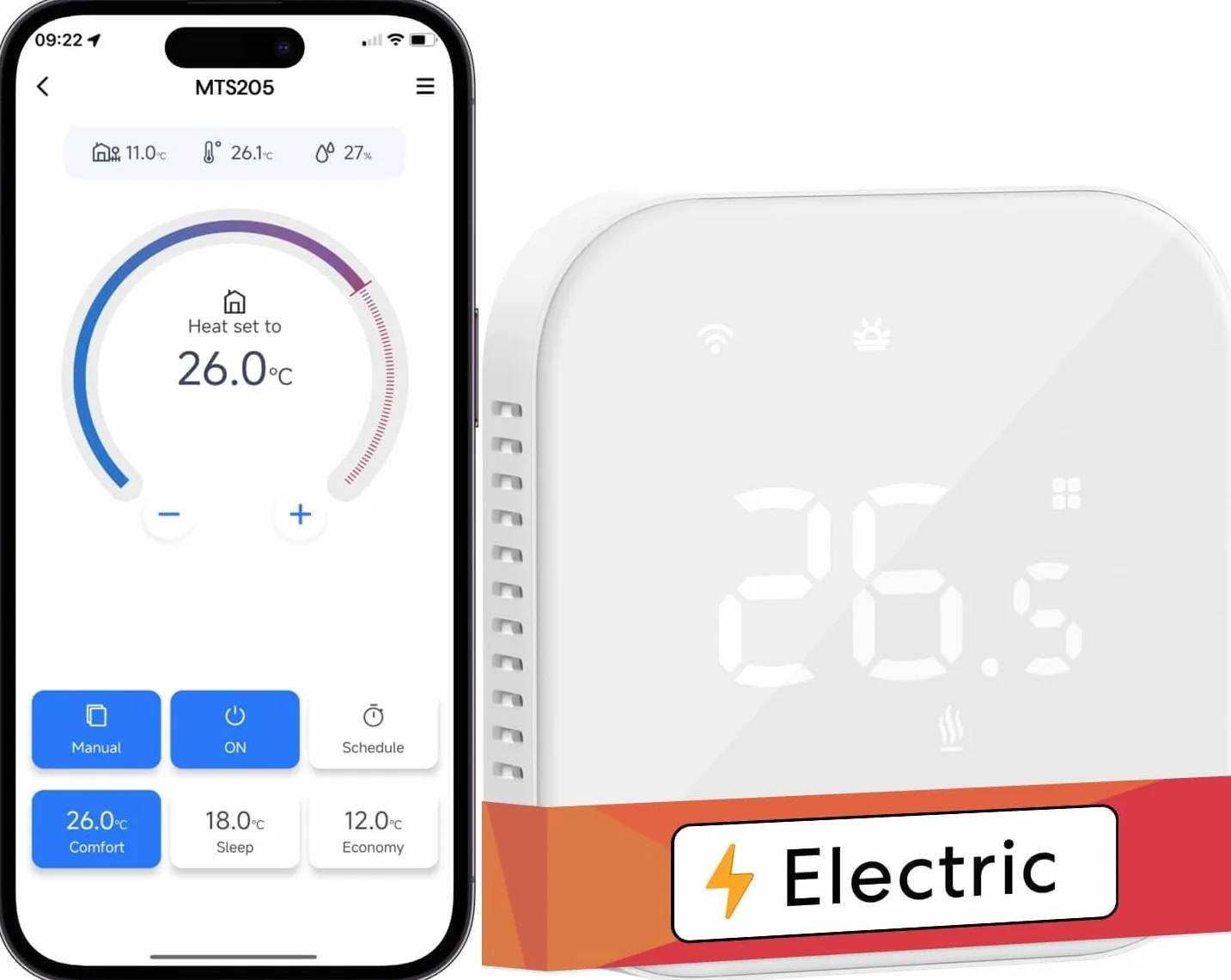 Meross Termostat sieciowy, termostat grzewczy elektryczny, termostaty WiFi, 16A, kompatybilny z Alexa i Google Home, sterowanie głosowe i zdalne sterowanie