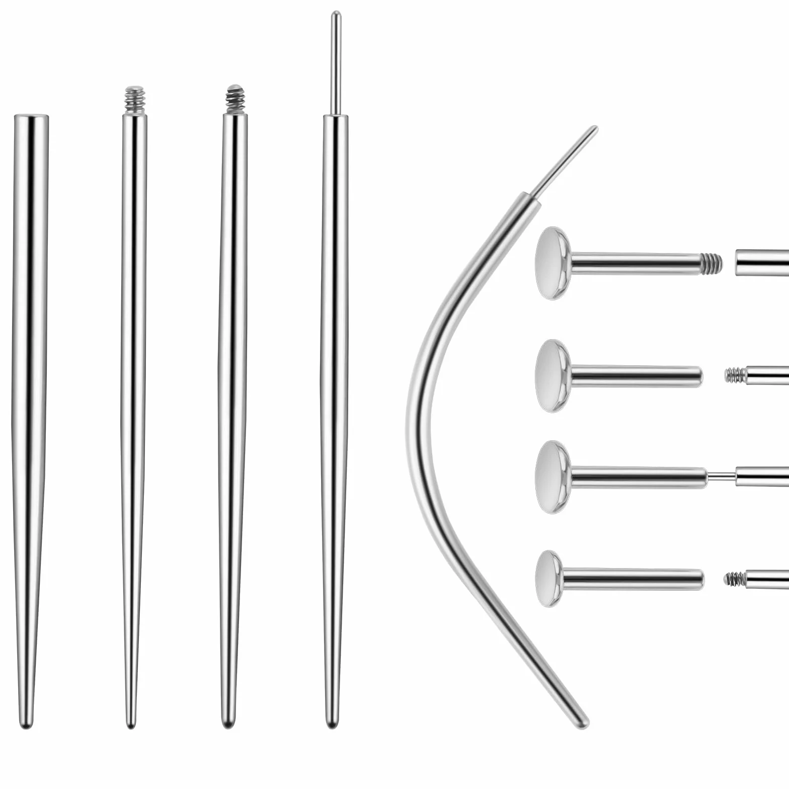 Yolev 5-częściowy zestaw narzędzi do piercingu z stalini, do rozciągania Tragus, heliksy, wargi, nosa, chrząstki, labretu, rozszerzaka do nosa