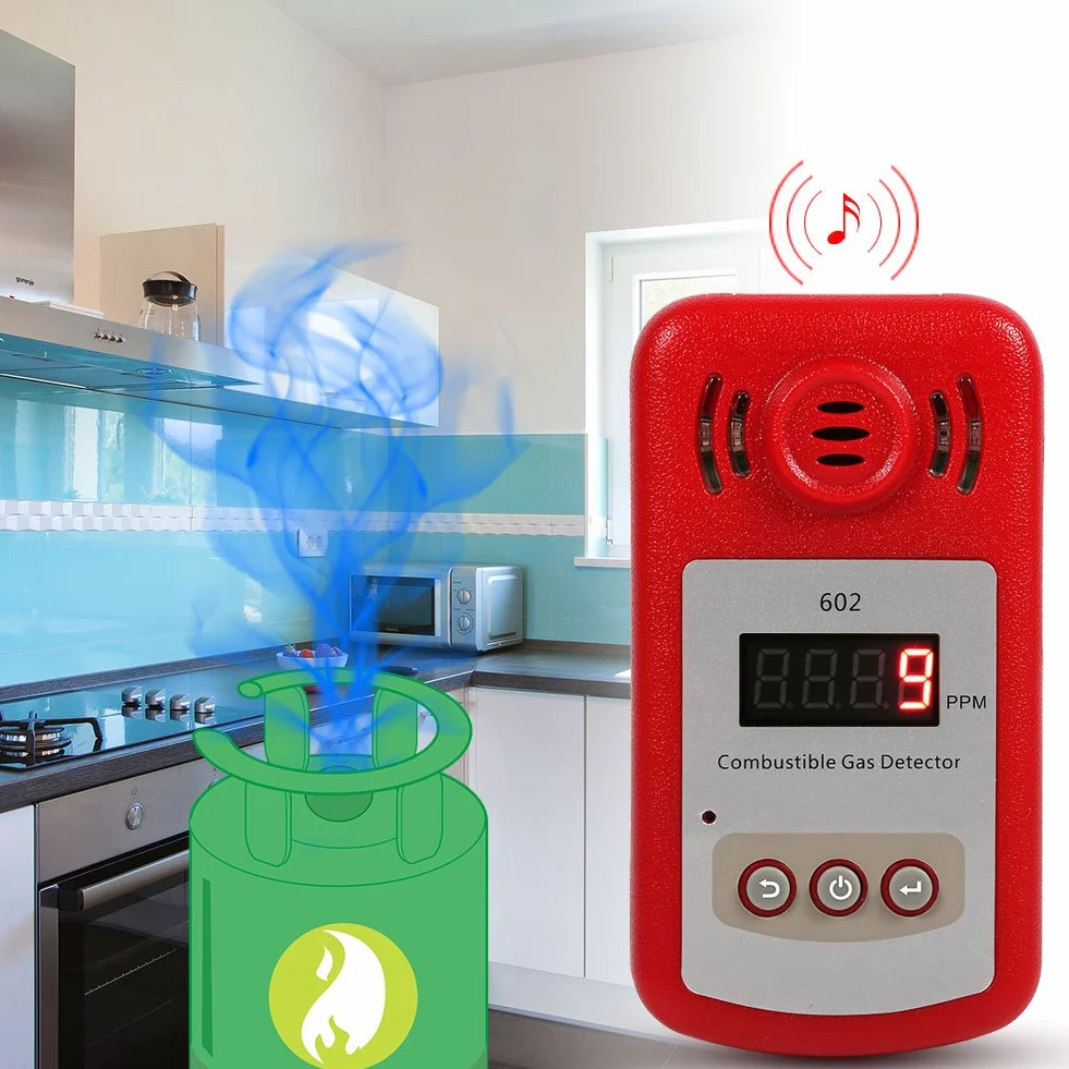 Wiincal Alarm wycieku gazu palnego, 1 szt. Detektor gazu ziemnego 300-10000PPM z alarmem dźwiękowym i lampą błyskową