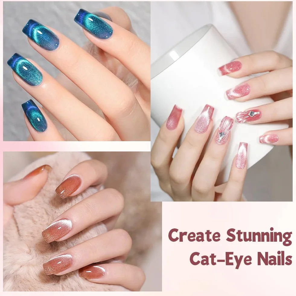 Cateye magnetyczny długopis magnetyczny z żelem Cat Eye w proszku lub lakierem do paznokci, do samodzielnego wykonania, Cateye magnetyczny długopis (srebrny, z okrągłą perłą magnetyczną)
