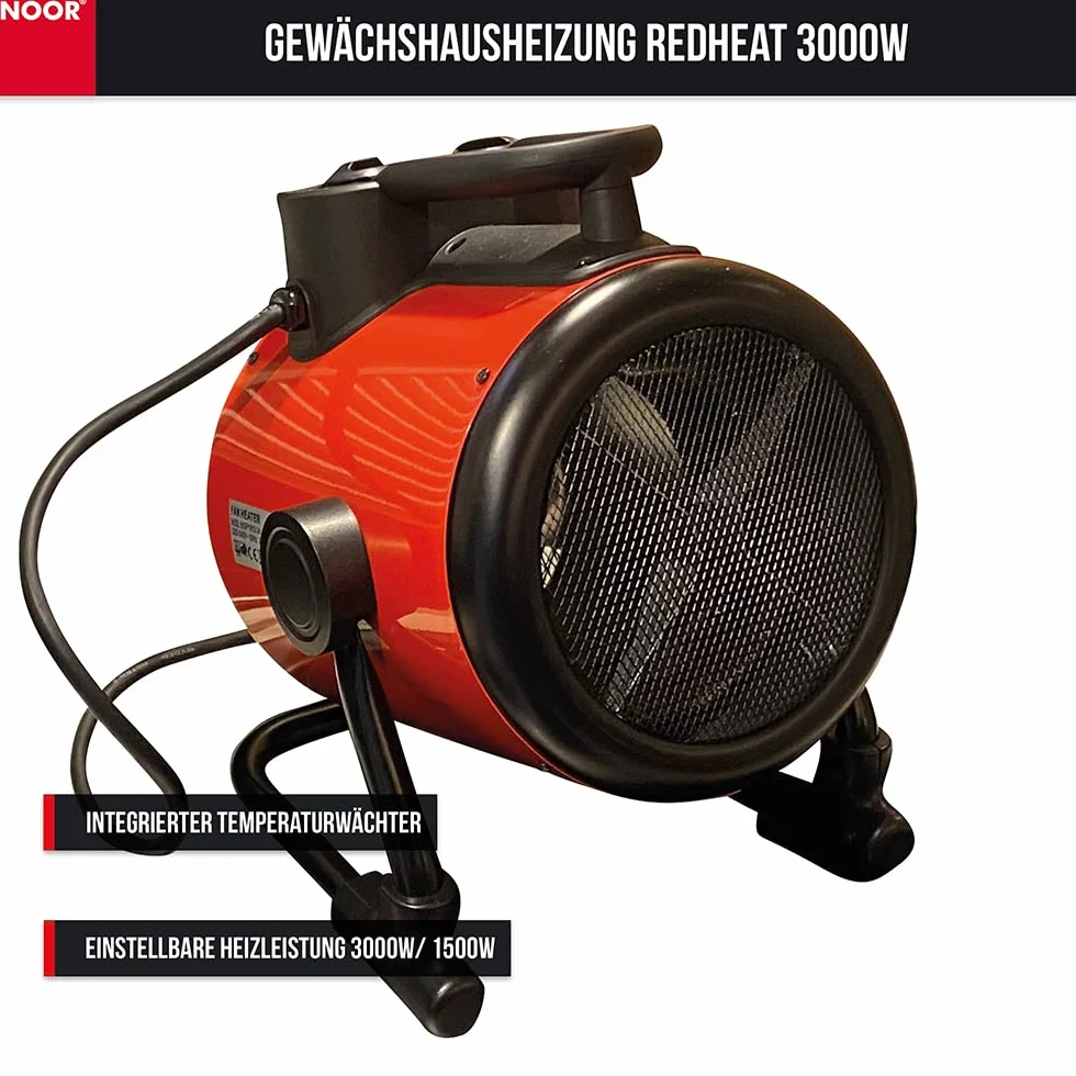 NOOR Ogrzewanie szklarniowe Red Heat 3000 W IP24 do 30 m² z czujnikiem mrozu