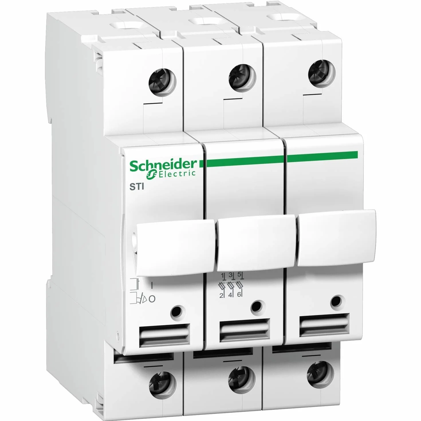 Schneider A9N15656 Acti 9 rozdzielacz bezpieczników STI, 3P, 25 A do bezpiecznika 10,3 x 38 mm
