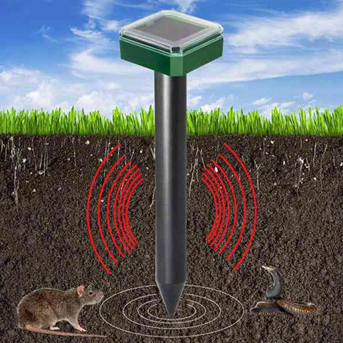 12 Packs Outdoor Solar Ultrasonic Vibration Repeller Snake Repeller Mole Electronic Snake Repeller for Yard Farm