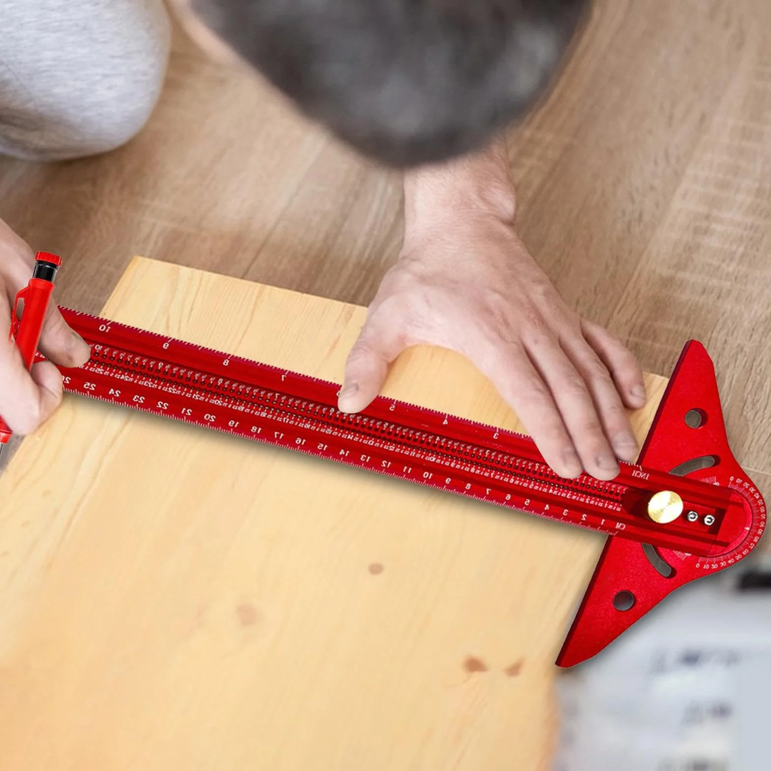 Kątownik W Kształcie Litery T Aluminiowy Regulowany Kątownik Przesuwny | Narzędzie Do Trasowania W Drewnie na inżynierię, układ, ramowanie, znakowanie i budowę