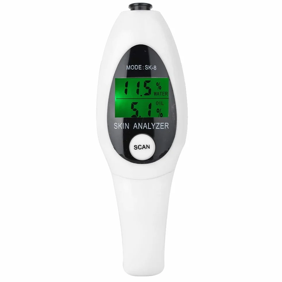 Analizator skóry z cyfrowymi wyświetlaczami LCD, analizator skóry Monitor wilgotności skóry do pielęgnacji skóry, wysoce wrażliwy tester skóry twarzy Cyfrowe urządzenie pomiarowe do salonu (biały)