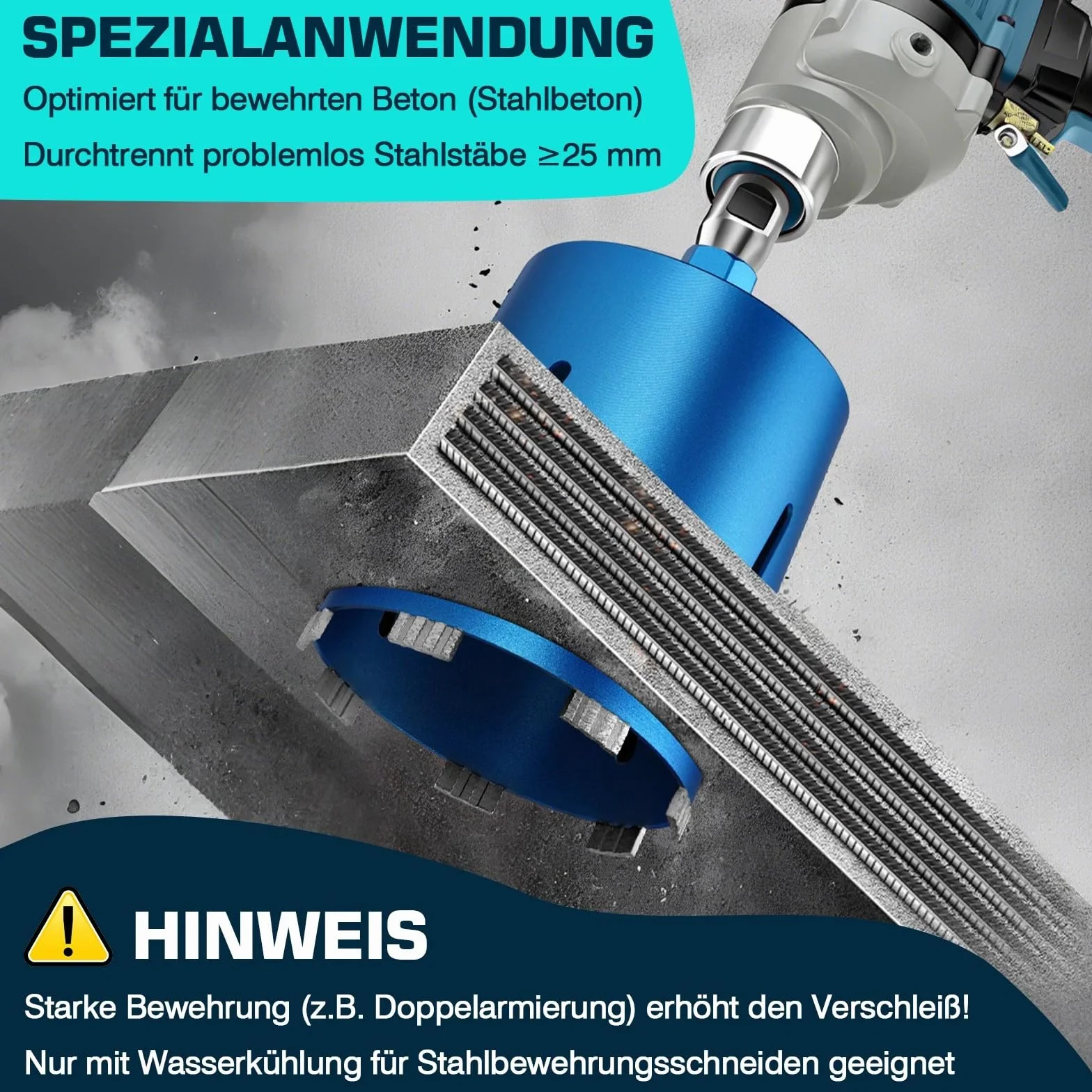 M22 diamentowe wiertło rdzeniowe do wiertarki rdzeniowej z turbo, w zestawie SDS-Max, Ø 162 mm, długość całkowita 200 mm, wiertło do puszek na mokro i na sucho wiertło do puszek diamentowe koronka