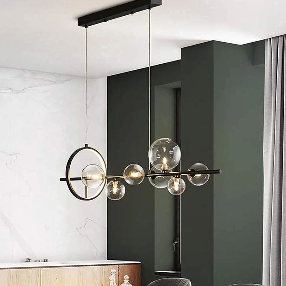 Kreatywna nowoczesna lampa kinkiet, G4, szklana kula lampa wisząca, żyrandol z regulacją wysokości, nordycka restauracja Bubble Ball Led żyrandol, 3000 K, 10 * G4 Interesting