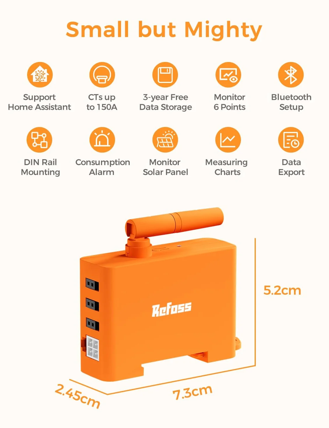 Refoss EM06 inteligentny 3-fazowy licznik energii z Home Assistant, WLAN i Bluetooth, 6 kanałów pomiarowych 150 A