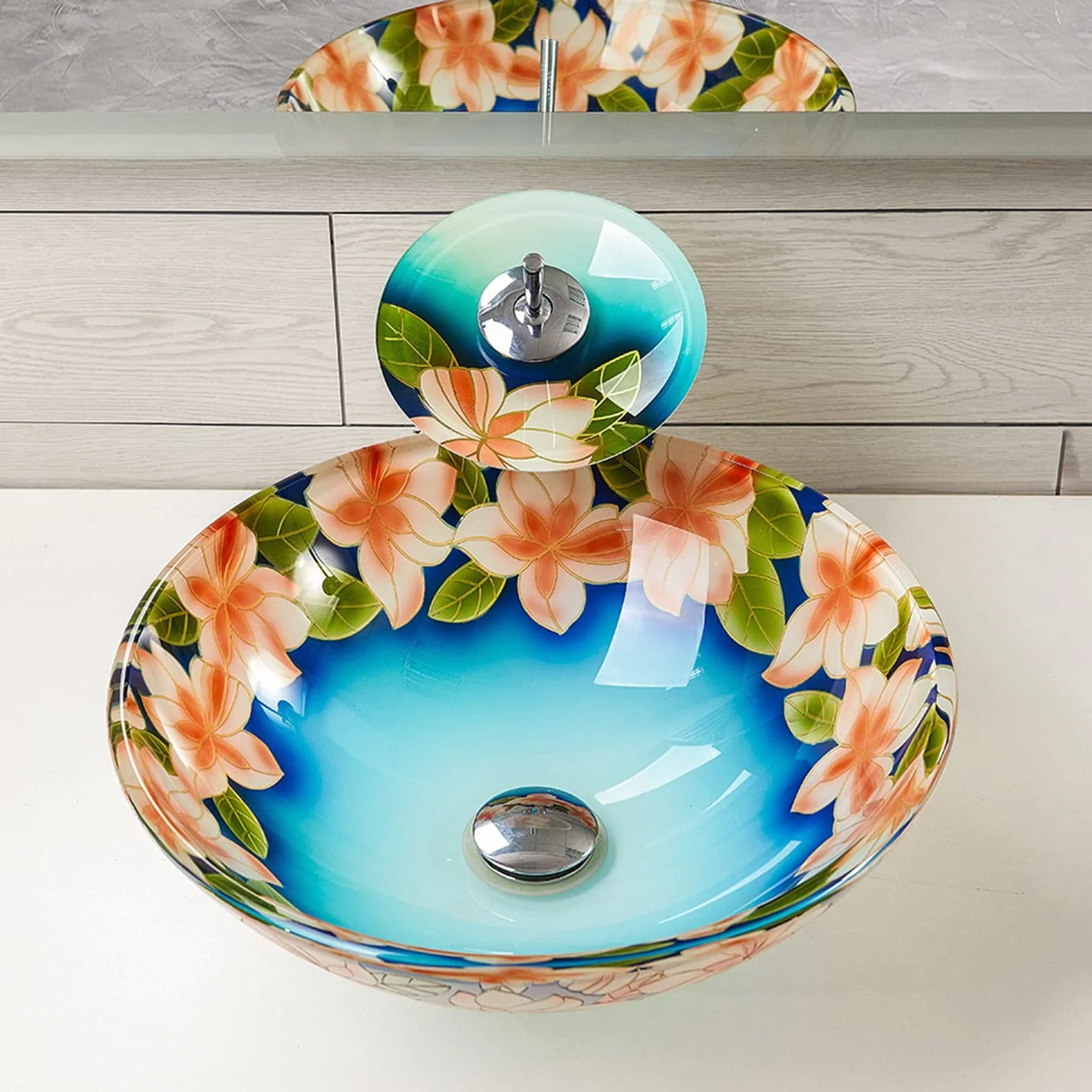 Umywalka łazienkowa nablatowa, ceramiczna umywalka nablatowa, owalna miska umywalkowa nablatowa, ręcznie malowana umywalka nablatowa,