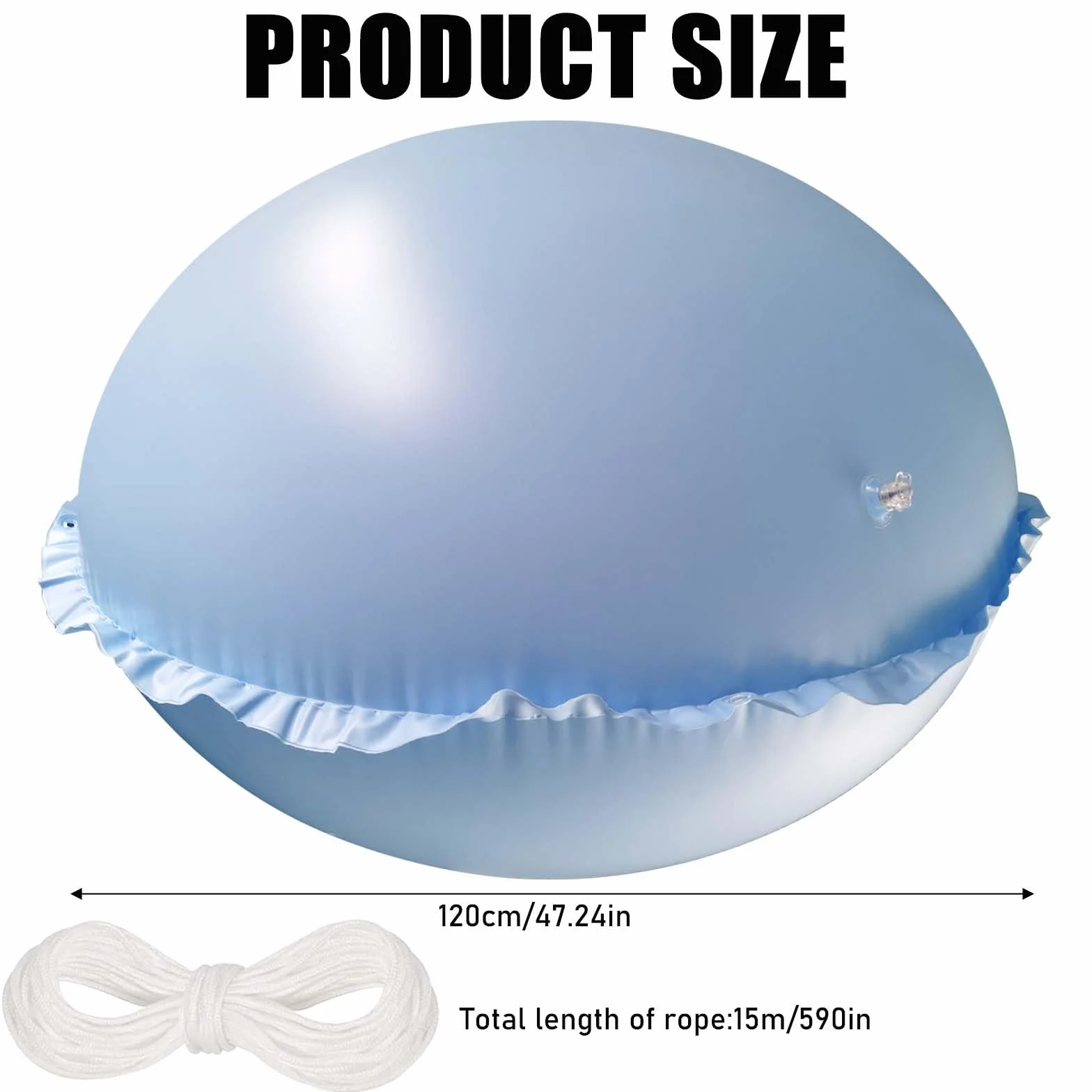 Vaileal Poduszka powietrzna do basenu XXL 120 x 120 cm okrągła z liną 15 m