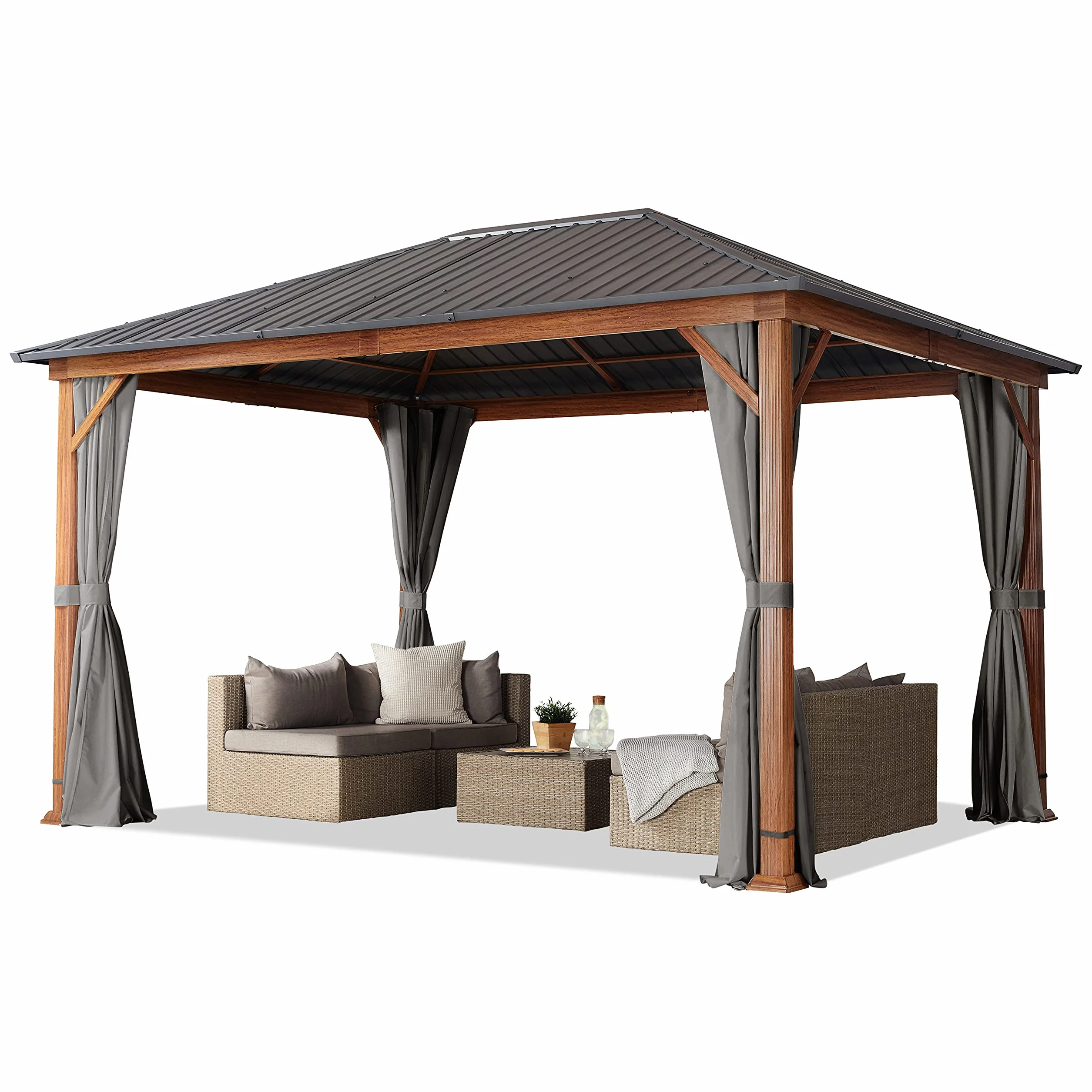Pawilon ogrodowy 3x4 m hardtop dach stalowy szary 4 ściany boczne