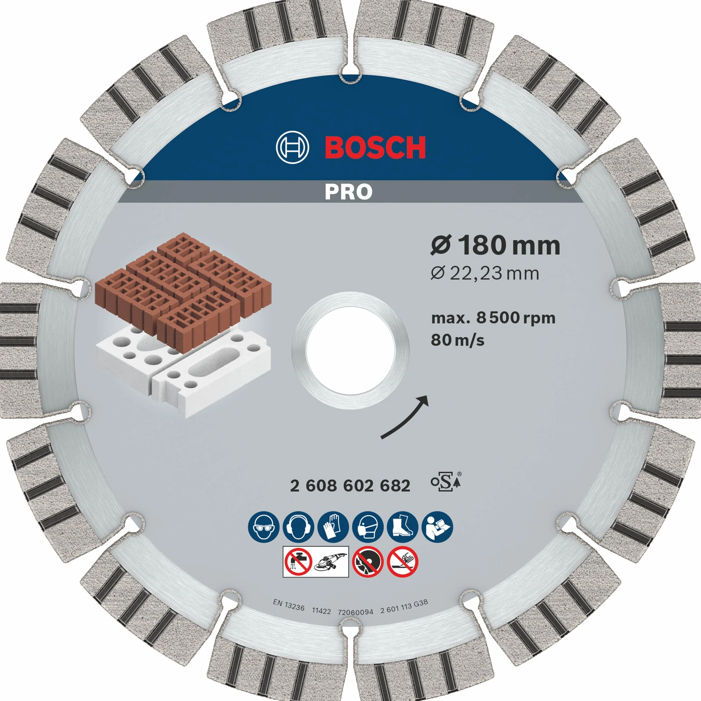 Bosch Professional Diamentowa tarcza tnąca Best for Abrasive (do materiałów abrazyjnych, 180 x 22,23 x 2,4 x 12 mm, Akcesoria małych szlifierek kątowych)