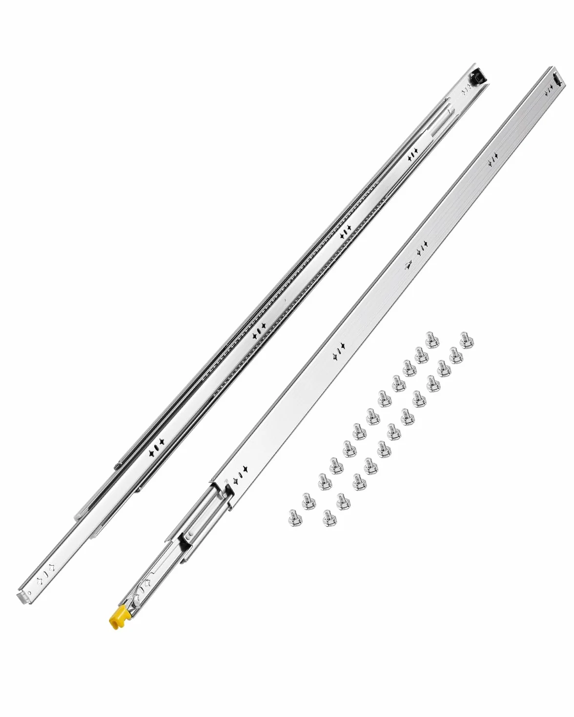 VEVOR 1 para prowadnic do szuflad z pełnym wysuwem 16, 18, 20, 24, 30, 35, 37,4, 59, 24, 32, 36, 40, 48, 152.4 cm, nośność 113.4 kg, łożysko kulkowe z blokadą boczną szyną do szuflady