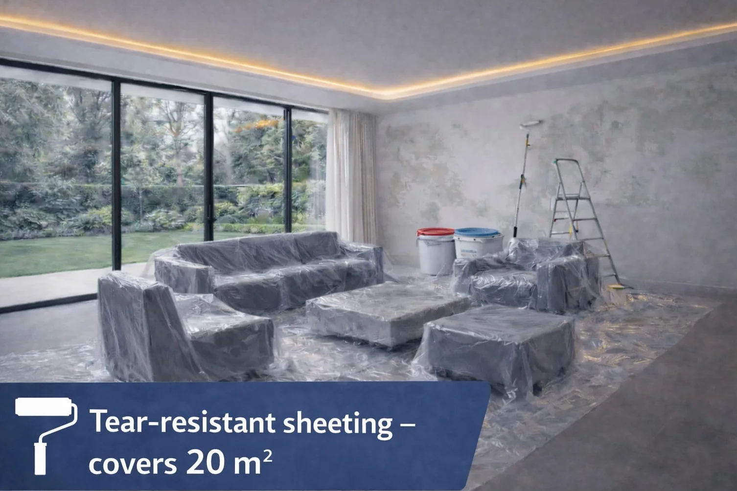 Folia budowlana 4x5m (20m²) – 100 µm Ekstra Gruba – Profesjonalna Folia Ochronna i Malarska do Mebli, Przeprowadzki i Remontu