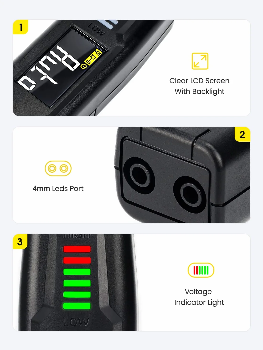 Inteligentny multimetr cyfrowy/tester napięcia bezdotykowy dwubiegunowy tester baterii woltomierz amperomierz miernik pola obrotowego do samochodu samochód domowy, KAIWEETS ST100