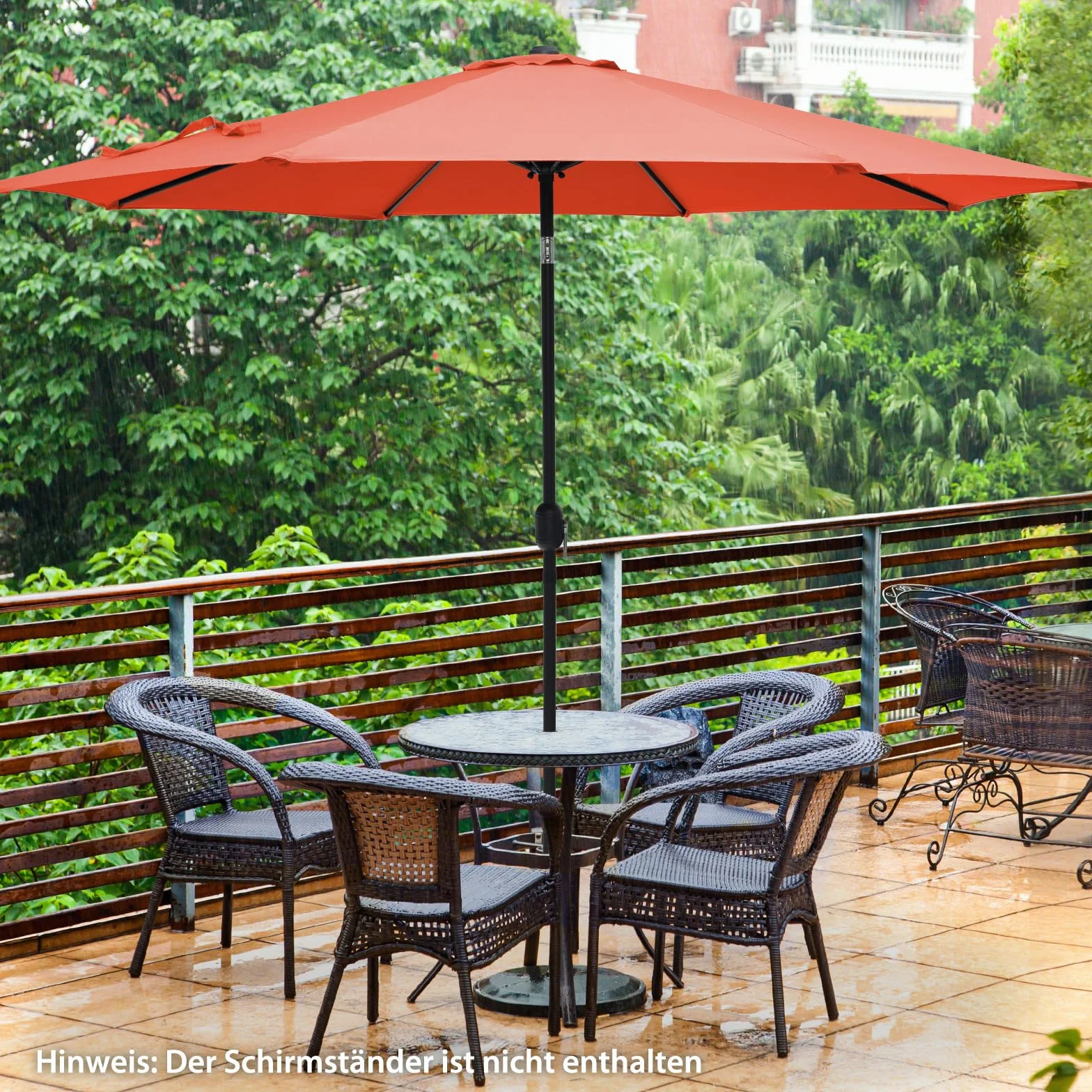 COSTWAY Parasol przeciwsłoneczny 300 cm, parasol ogrodowy z korbą, obustronnie zginany o 25°, parasol tarasowy z 8 żebrami, parasol targowy do ogrodu, na balkon, taras, pomarańczowy