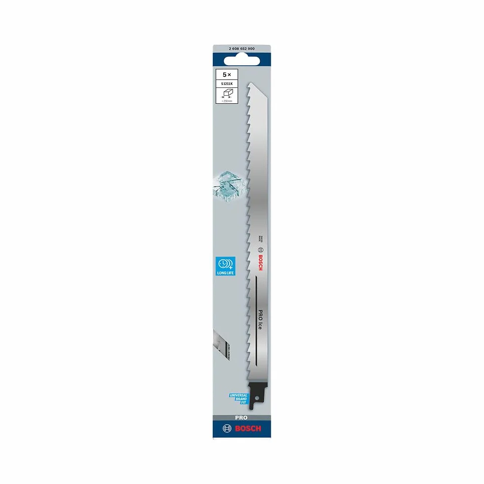 Bosch 5x Brzeszczot do piły szablastej PRO Ice S1211K (do Lód, Lód, Długość 300 mm, Professional Akcesoria Piła szablasta)