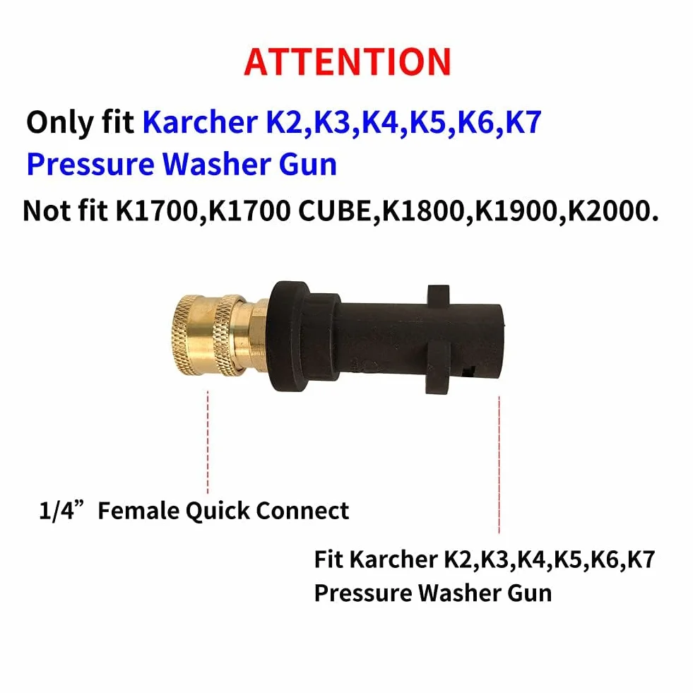 Końcówka Dyszy 1/4'' do Karcher K2 K3 K4 K5 K6 K7 Czyszczenie Ciśnieniowe Mosiężny Adapter