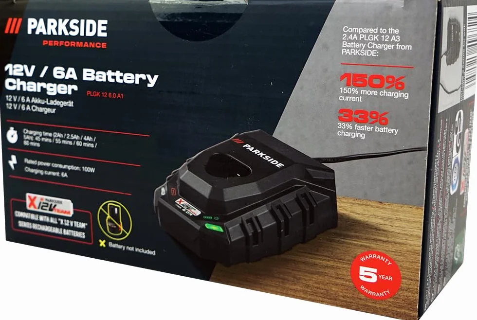 HEADNMORE® Bundle – Parkside® akumulator 12 V 4 Ah + ładowarka Performance 6A + breloczek do kluczy