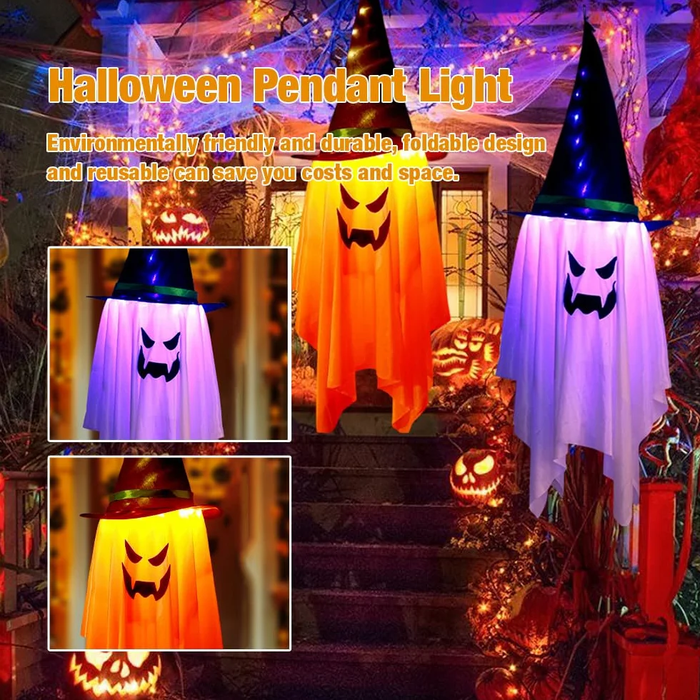 Duch Wiszące Światła LED Halloween 2 szt. Dekoracje Ogród Podwórko Drzewo