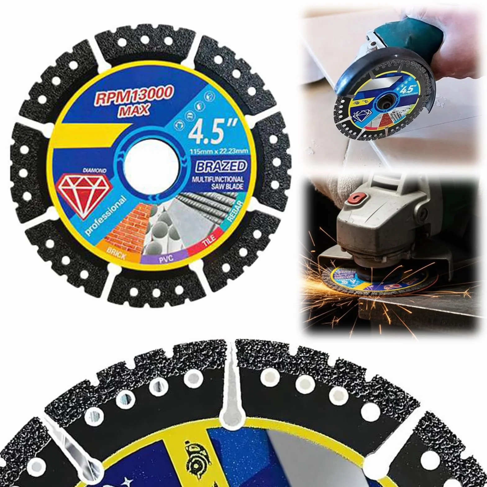 Tarcze diamentowe 4,5 cala, wytrzymałe do cięcia kamienia, metalu, plastiku, pakiet 3/5/10 szt.