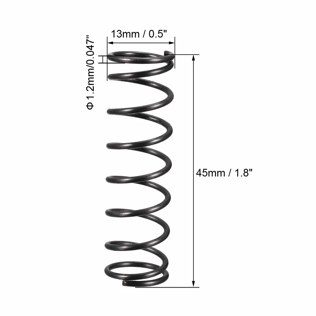 sourcingmap Sprężyna kompresyjna - 1,2 mm średnica drutu, 13 mm średnica zewnętrzna 45 mm wolnej długości sprężyna sprężyna, czarna, 10 szt.