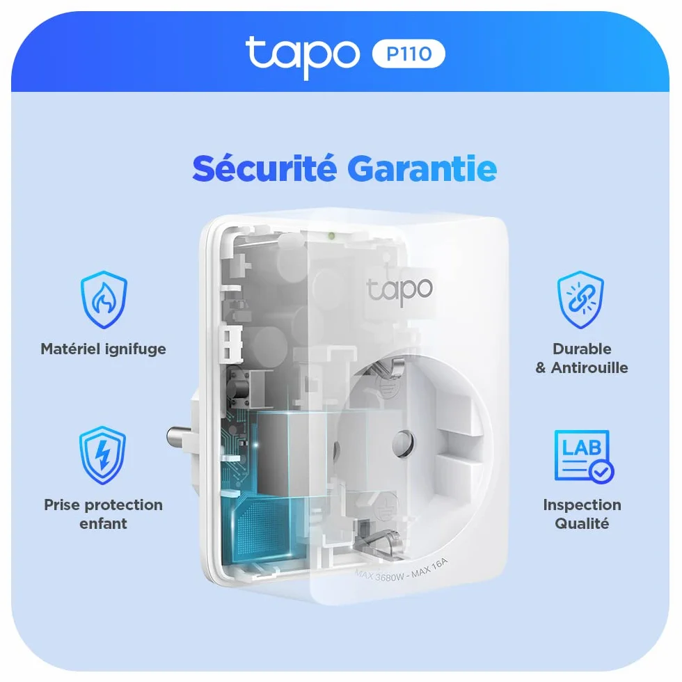 TP-Link Tapo P110 (2-pack) | Zestaw 2 inteligentnych gniazdek Wi-Fi z monitorowaniem zużycia energii | Harmonogramy | Zdalne sterowanie | Kompatybilne z Alexa i Google Home