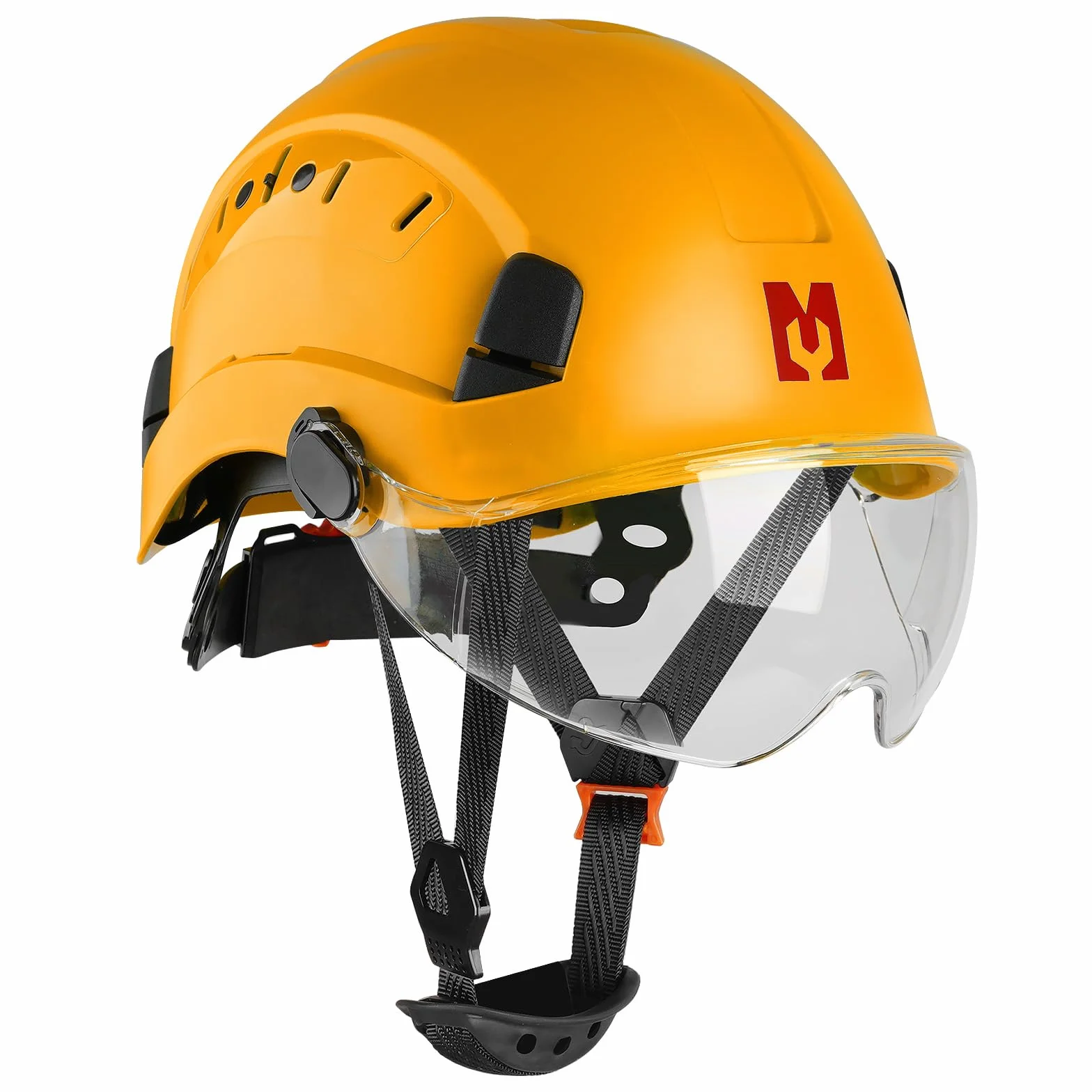 Kask ochronny z wizjerem, EN397 kask ochronny z opaską przeciwpotową, regulowany obwód głowy od 53 do 63 cm, wytrzymały materiał ABS dla mężczyzn i kobiet