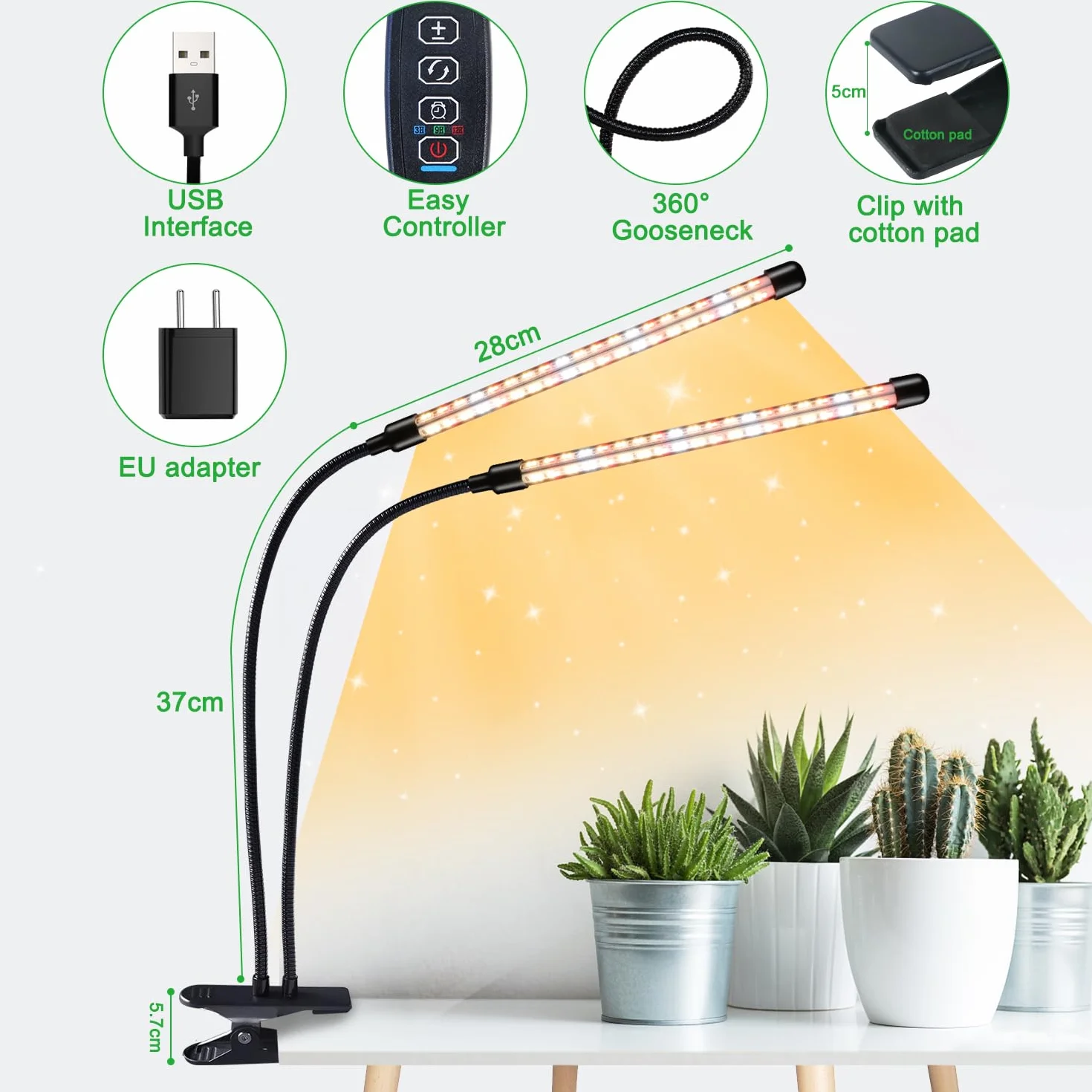 Niello Lampa do roślin LED pełne spektrum z timerem 3 tryby kolorów 10 poziomów ściemniania