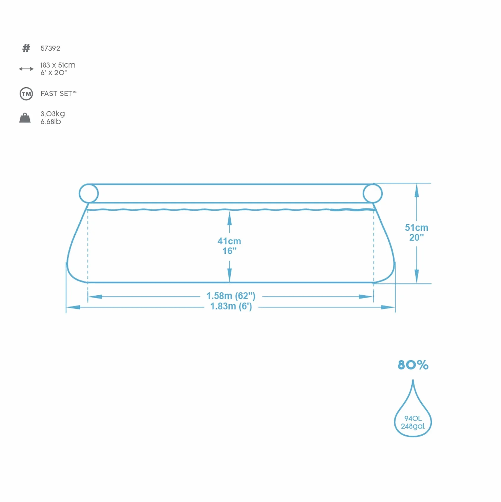 Bestway Fast Set™ Pool 1.83m x 51cm 6'x20"